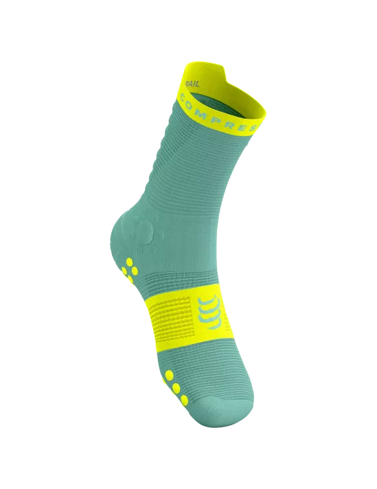Compressport Unisex Pro Racing Socks v4.0 - Trail Running & Hiking Socks - Shell Blue/Safe Yellow - Performance Athletic Socks for Men & Women - Ideal for Marathon, Trail Running & Outdoor Sports