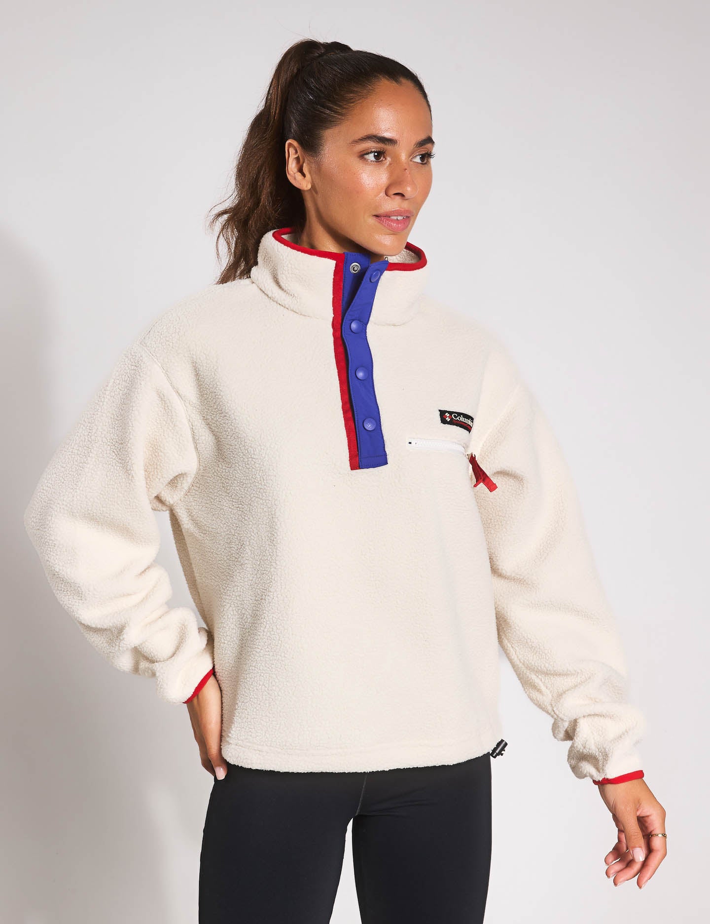 Helvetia II Cropped Sherpa Half Snap Fleece Jacket - Warm Winter Pullover for Women | Cozy Outdoor Hiking & Casual Streetwear Fashion
