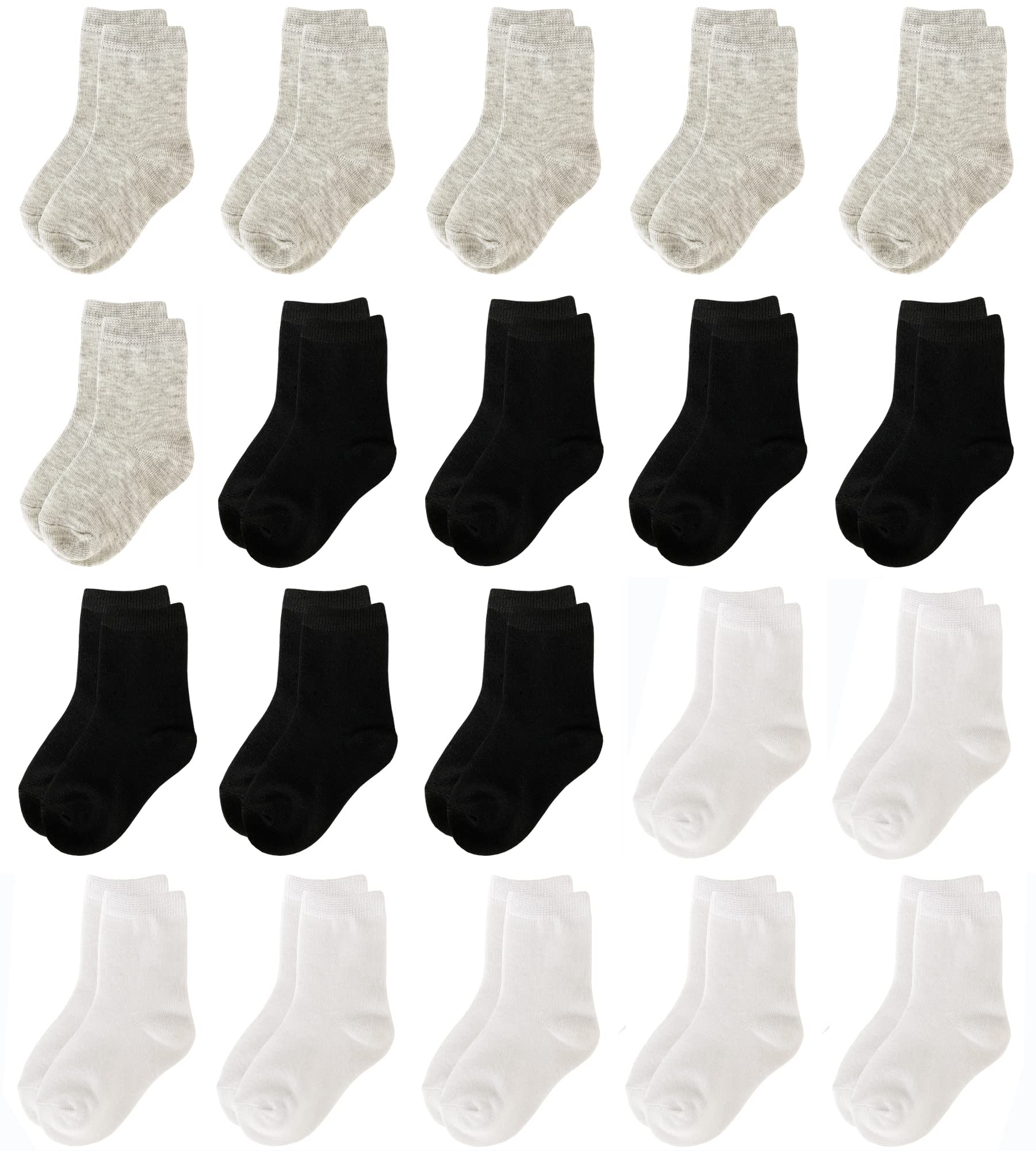 JAMEGIO 20 Pairs Kids Athletic Socks - Breathable Cotton for Toddler Play & Sports