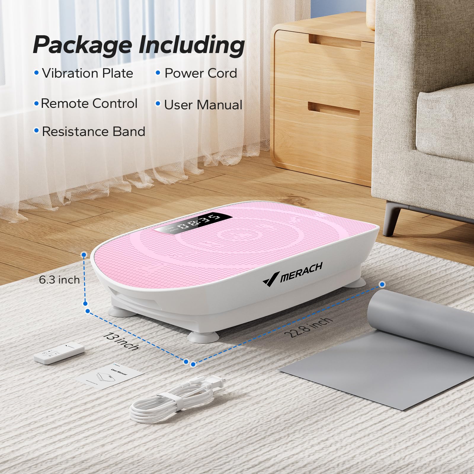 MERACH Vibration Plate Exercise Machine - Whole Body Workout Equipment with Bluetooth & Silicone Pedal for Women | Lymphatic Drainage & Weight Loss | Home Gym Fitness Platform for Toning & Relaxation