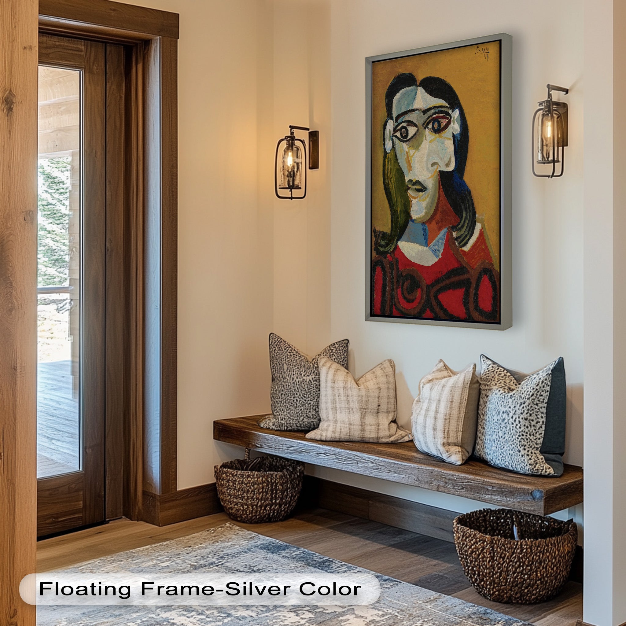 Abstract Portrait with Red Garment - Picasso Style Oil Painting Reproduction - Wall Art for Living Room, Bedroom & Office Decor