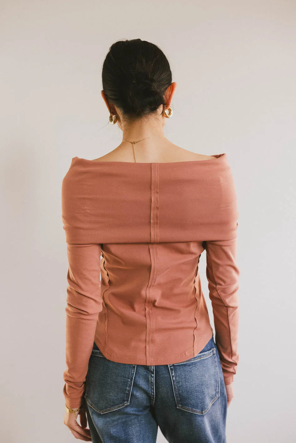 Jessica Bardot Women's Terracotta Blouse - Elegant Casual Top for Work, Date Night & Everyday Wear