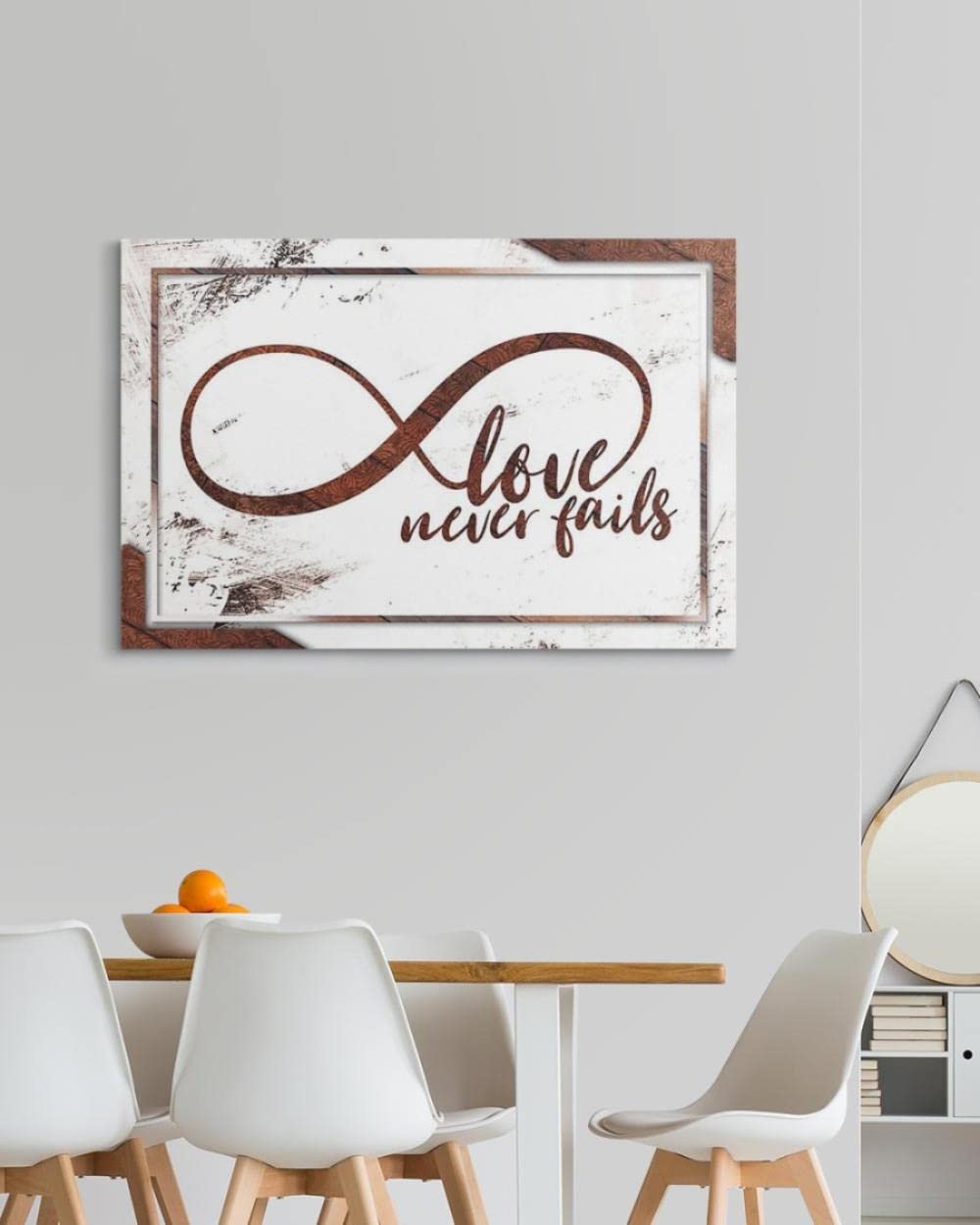 Jesus Wall Art Canvas Print - Infinity Symbol Love Never Fails Christian Home Decor, Religious Canvas Art for Living Room, Bedroom & Church