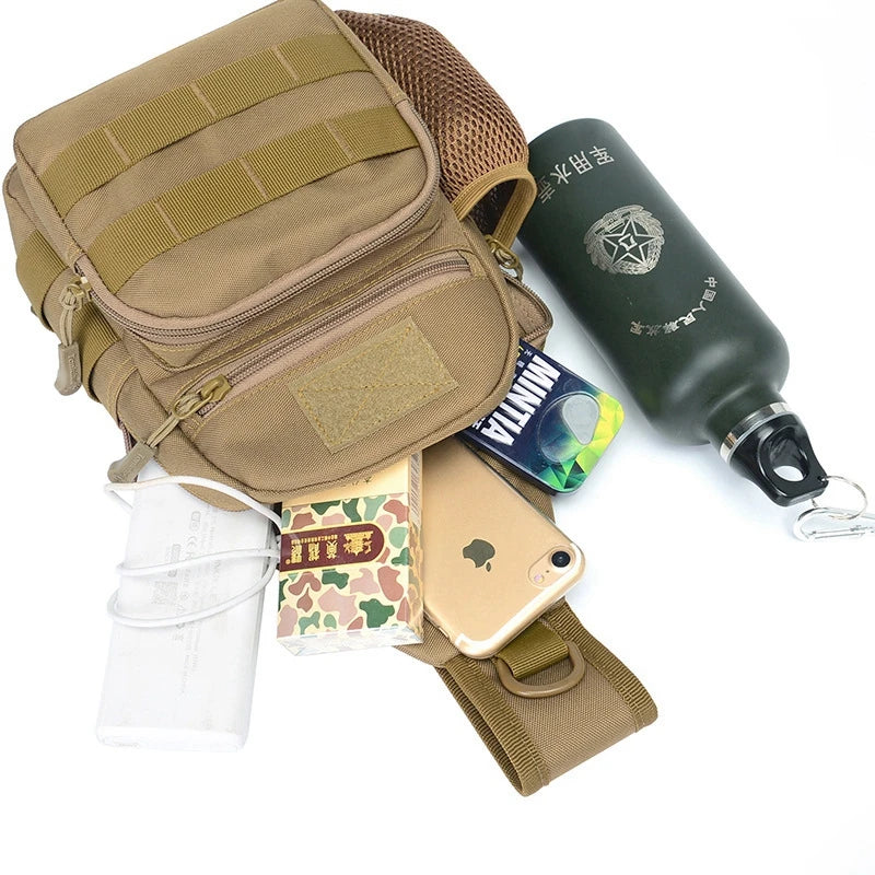 Portable Hiking & Travel Sling Shoulder Bag - MOLLE Chest Pack for Men - Outdoor Sports Bottle Pouch - Camping Hunting Fishing Backpack - Perfect for Hiking, Travel & Outdoor Adventures