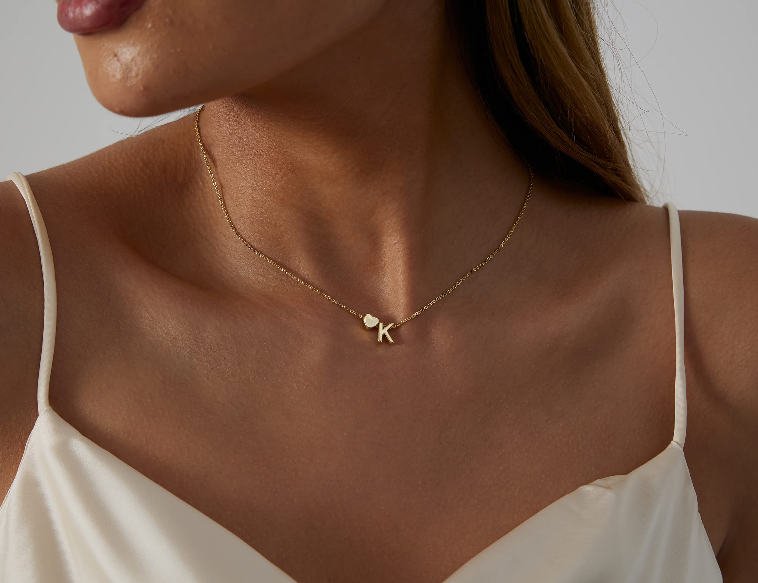 14K Gold Plated Personalized Initial Heart Necklace for Women - Dainty Letter Name Pendant Necklace, Tiny Heart Initial Jewelry Gift for Her | Perfect for Birthdays, Anniversaries & Everyday Wear