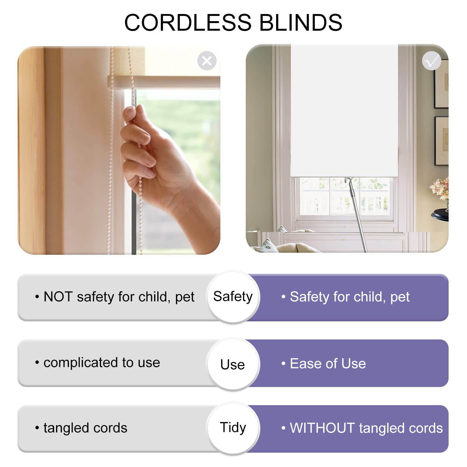 Joydeco 71 Inch Extra Wide Cordless Blackout Window Shades - White Fabric Roller Blinds for Light Blocking & Sun Protection - Indoor Outdoor Use for Patio, Office, Bedroom (71x75 Inches)