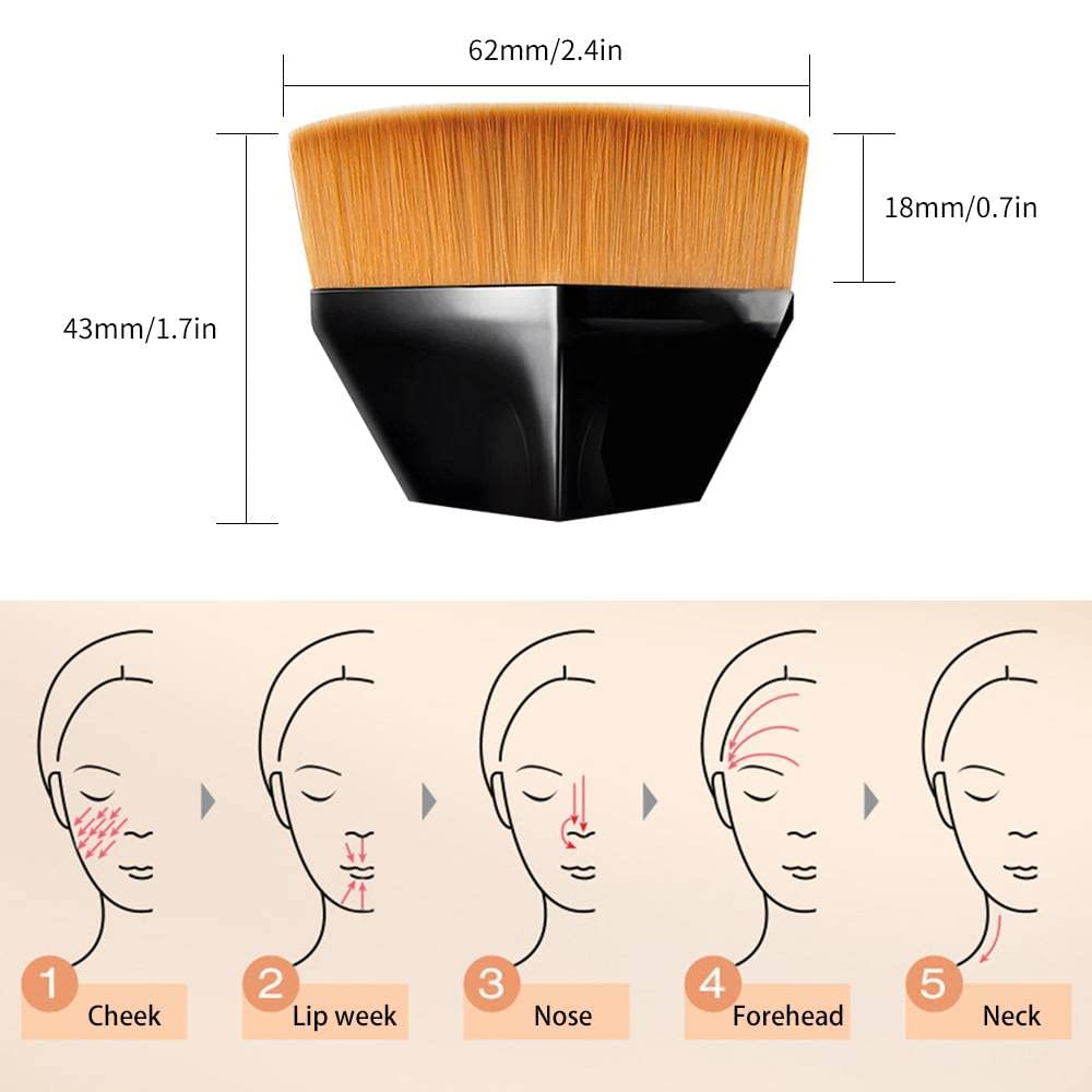 Flat Top Kabuki Foundation Brush Set - 3 Piece Pink Makeup Brushes with Cap for Flawless Foundation Application - Perfect for Professional Makeup Artists & Home Beauty Routines