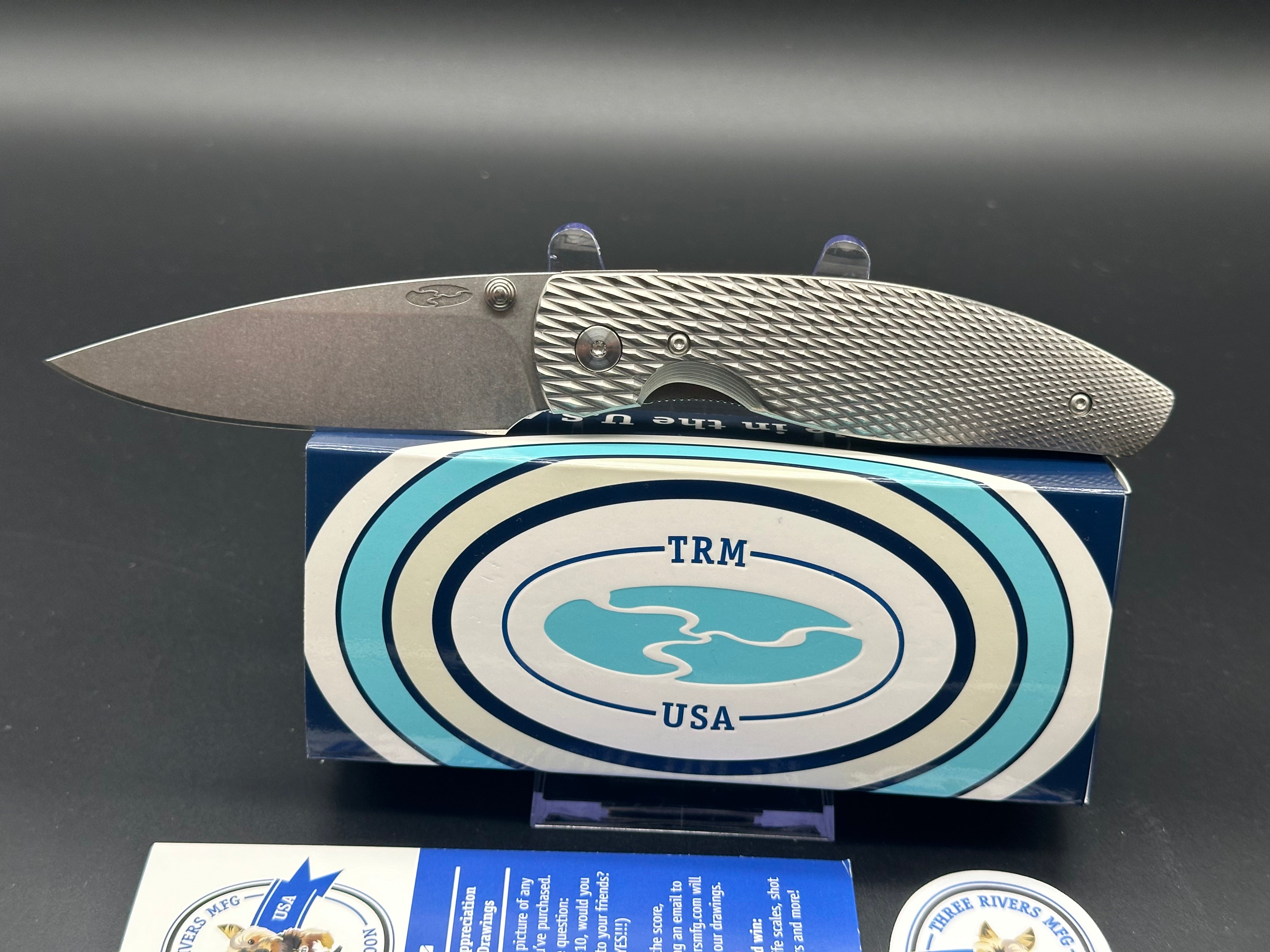 TRM Atom Linerlock Folding Knife - 3D Contoured Titanium Handle, EDC Pocket Knife for Outdoor Camping, Hiking & Everyday Carry | Three Rivers Manufacturing