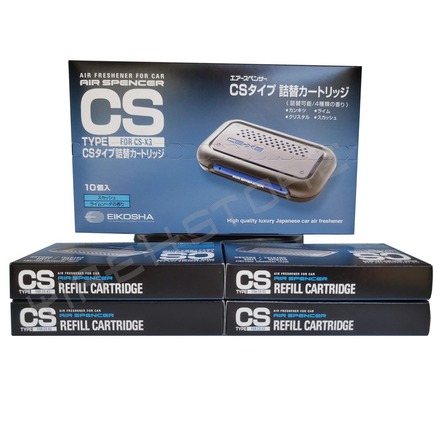 CSX3 Squash Air Spencer Refill Cartridge - 4 Pack Car Air Freshener for Home & Office | Eliminates Odors & Freshens Air in Vehicles, Bathrooms & Small Spaces