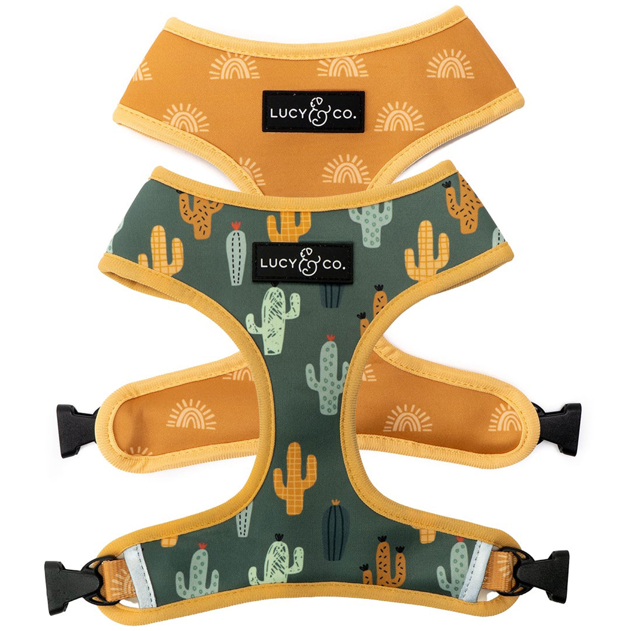 Lucy & Co. Looking Sharp Cactus Reversible Dog Harness - Adjustable Pet Vest for Small to Medium Dogs, Perfect for Walking, Hiking & Outdoor Adventures