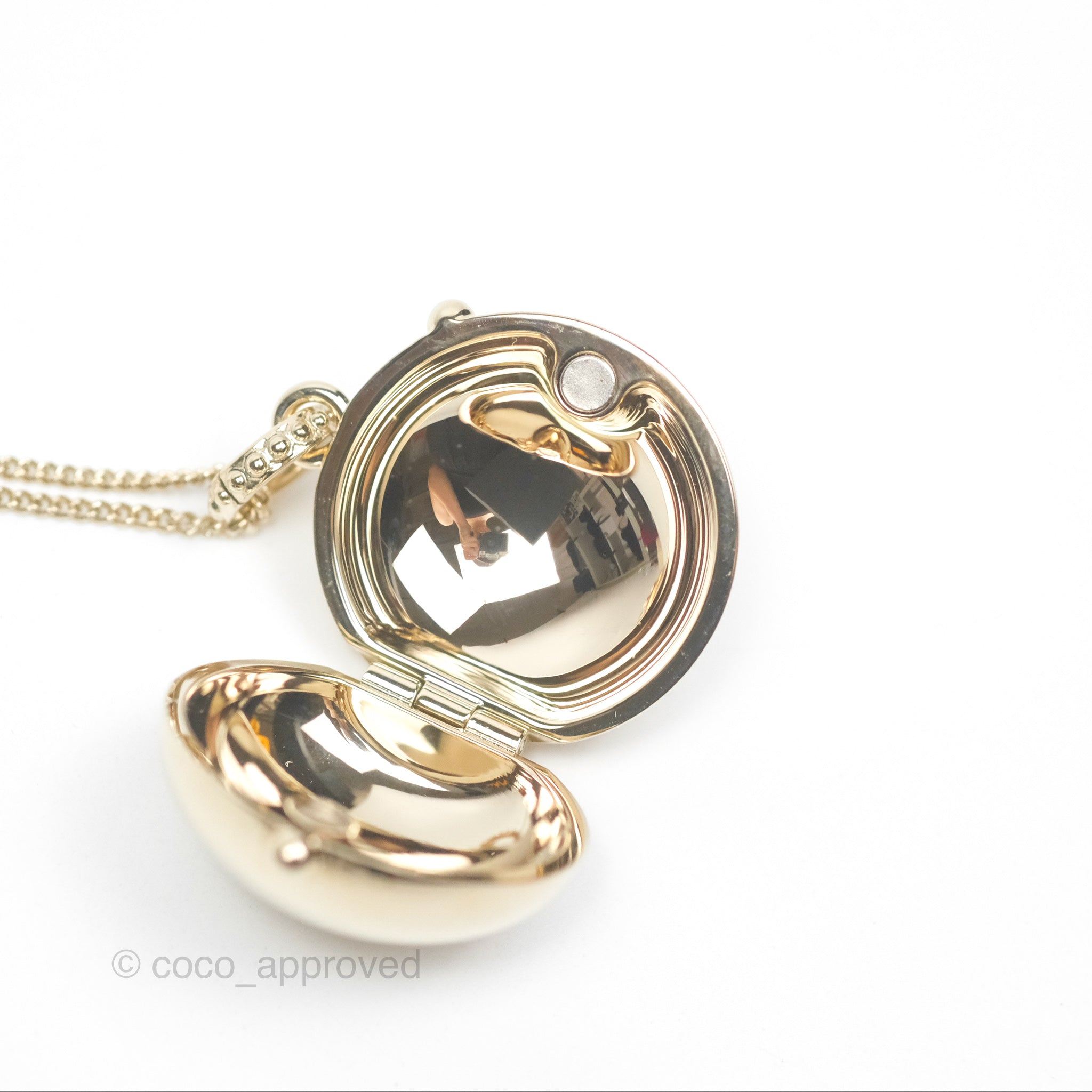 Chanel CC Sphere Locket Necklace in Gold Tone - Elegant Pendant for Women, Perfect for Parties, Weddings & Special Occasions