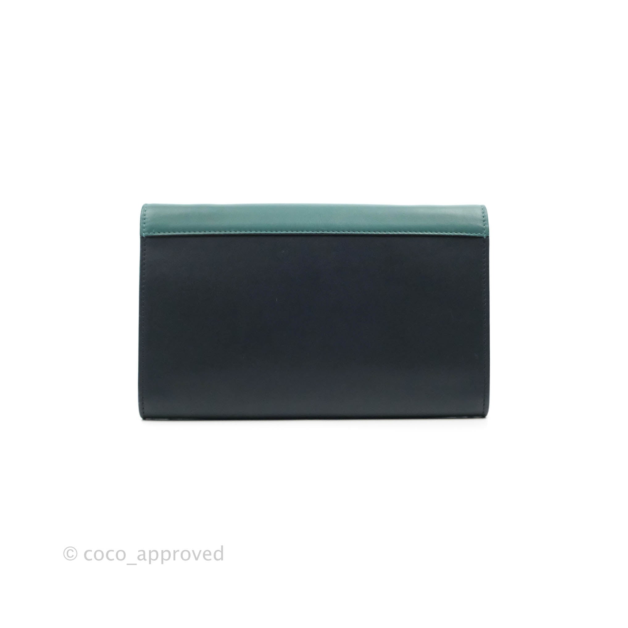 Celine Pocket Envelope Wallet on Chain Crossbody Bag - Blue, Green & Navy with Silver Hardware | Perfect for Evening Events, Date Nights & Travel Accessories