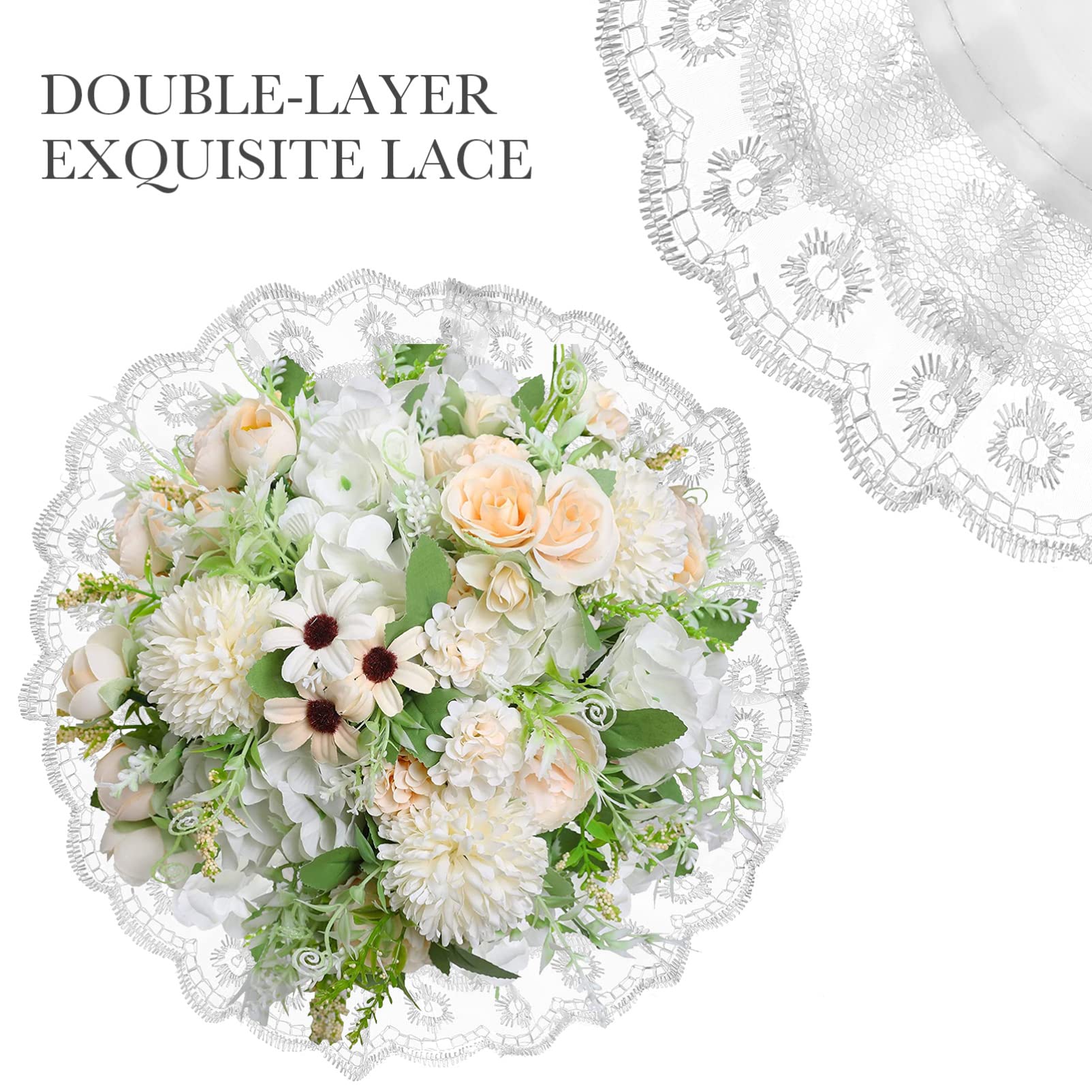 NUOBESTY Wedding Bouquet Holder - Foam Floral Handle with Lace for Bridal Bouquets, Faux & Fresh Flowers - Perfect for Wedding, Bridal Shower, and DIY Floral Arrangements
