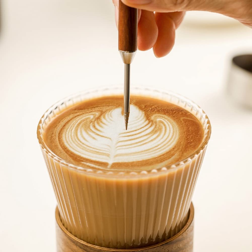 Energetic Coffee Art Needle - Stainless Steel Barista Tool with Wooden Handle for Latte Foam Decorating | Perfect for Home Baristas, Coffee Shops & Gift Giving
