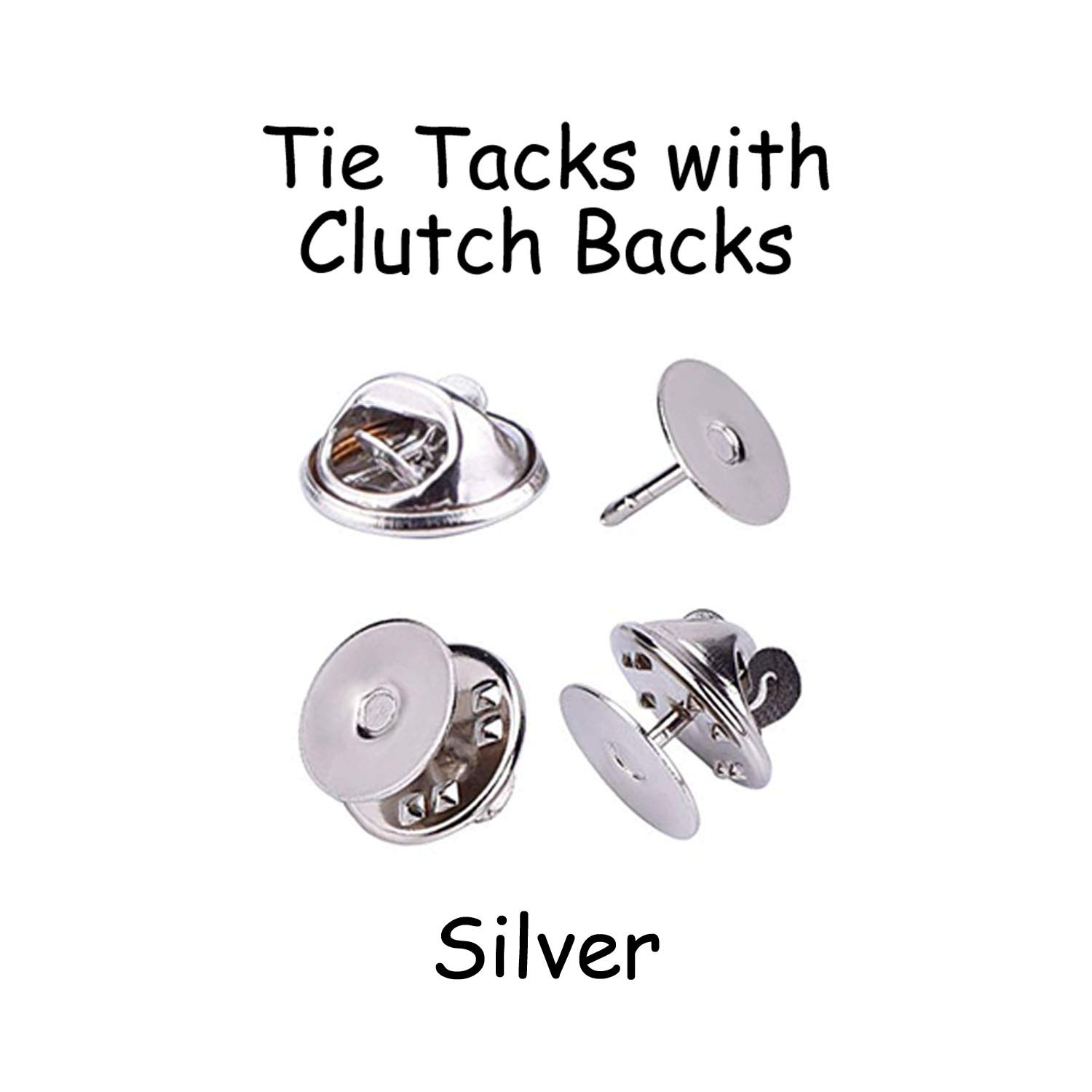 Silver Tie Tacks Blank Pins with Clutch Back - 25 Pack for Men's Formal Wear, Suits, and Tuxedo Accessories