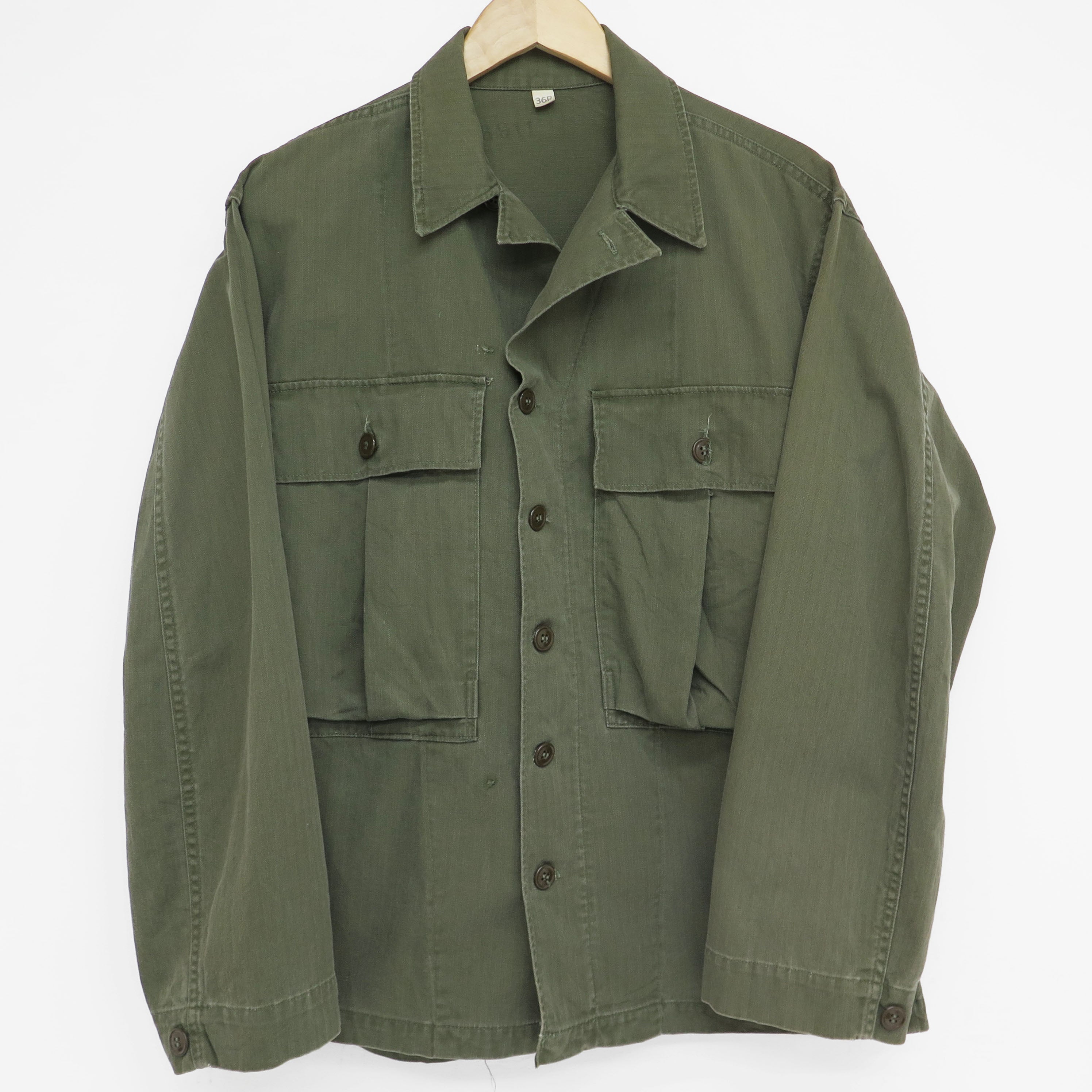 Vintage US Army HBT Utility Shirt - 3rd Pattern Fantasy 1950s - Size 36R - Military Surplus & Outdoor Adventure Gear for Collectors & Reenactors