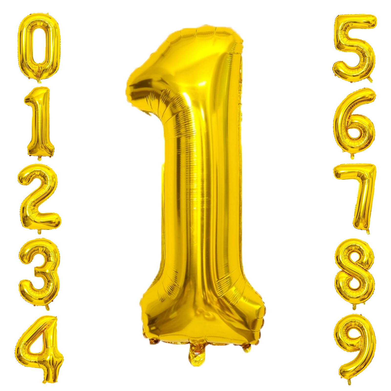 40 Inch Gold Number Balloons - Helium Mylar Foil Balloons for Birthday Party Decorations (1, 2, 3, 4, 5) - Perfect for 1st Birthday, Anniversary, Graduation & Baby Shower Decor - Party Supplies for Kids & Adults