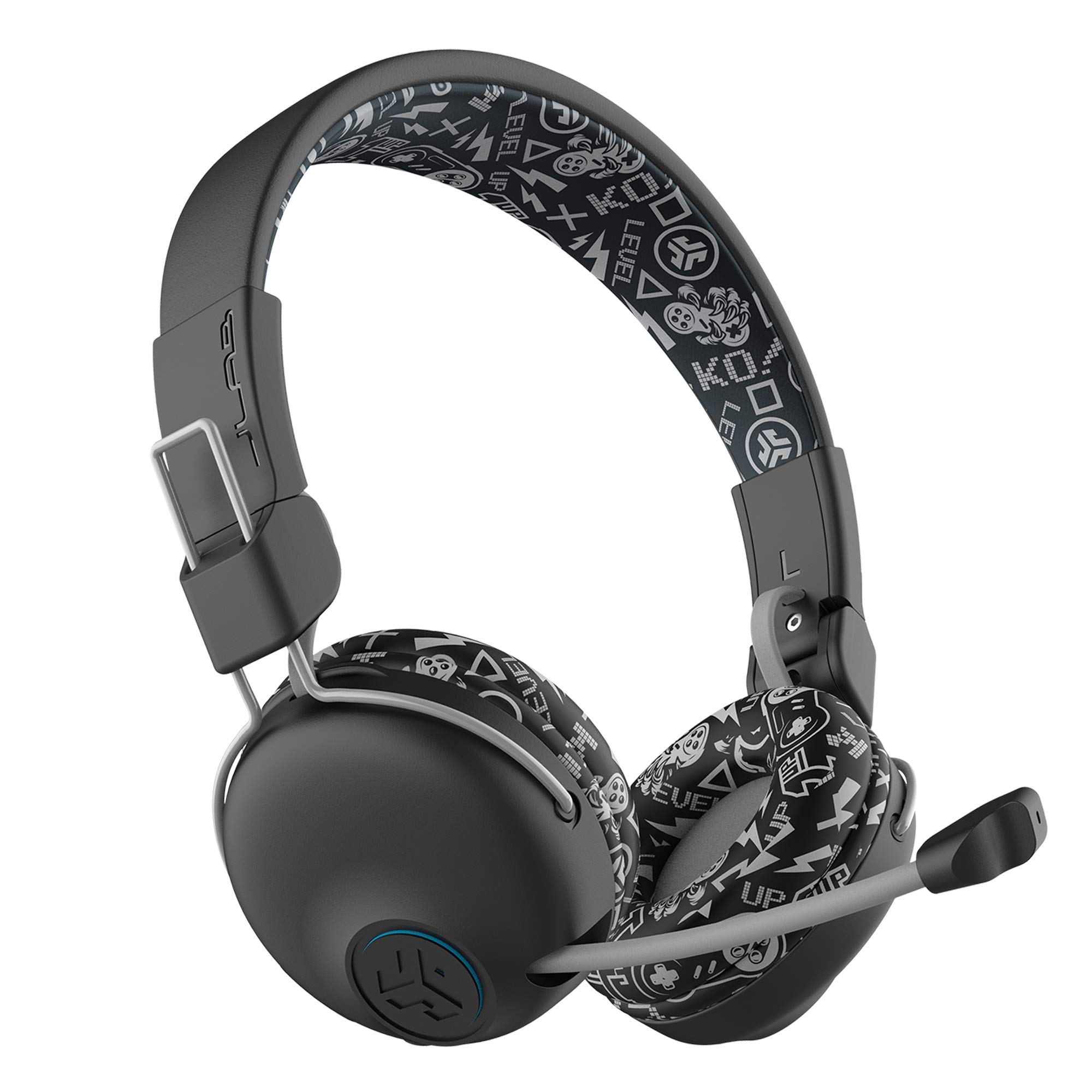 JLab JBuddies Play Wireless Gaming Headset for Kids - 22+ Hour Battery, Bluetooth 5, 60ms Low Latency, Retractable Mic - Compatible with Mobile, PC & Consoles (Black) - Perfect for Gaming, Online Classes & Virtual Learning
