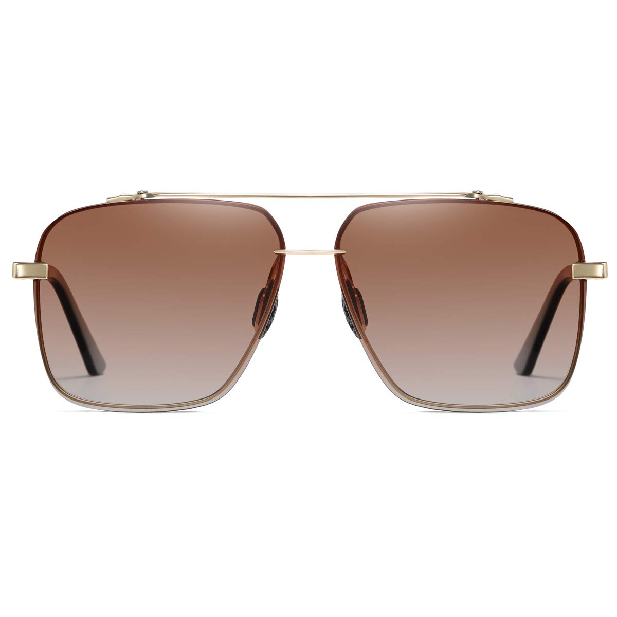 Polarized Aviator Sunglasses for Men - Oversized Square Metal Frame - Gradient UV400 Protection Lenses - Driving, Fishing & Outdoor Activities