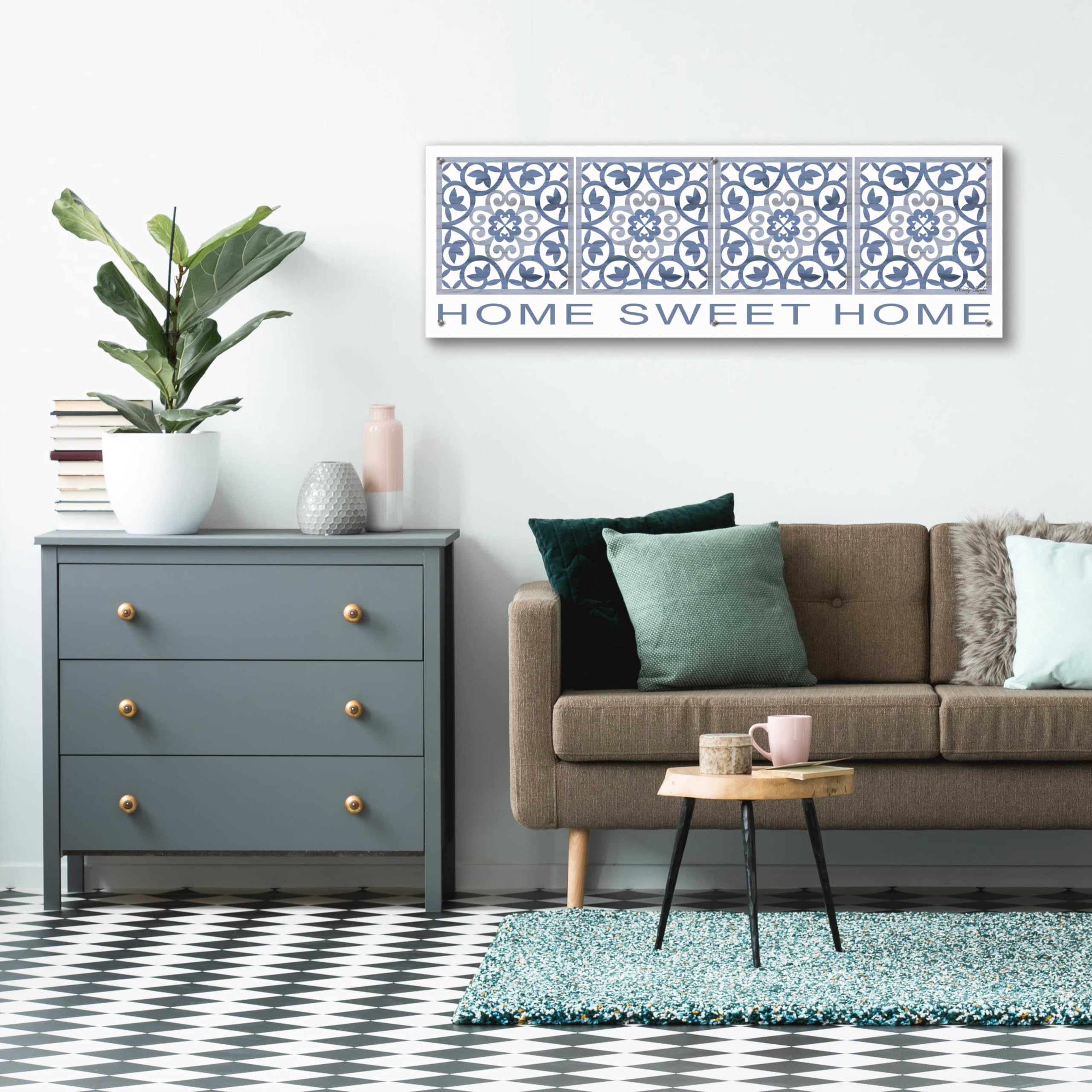 Epic 'Home Sweet Home Pattern' Acrylic Glass Wall Art by Cindy Jacobs - 48x16 Inches, Modern Home Decor for Living Room, Bedroom & Office