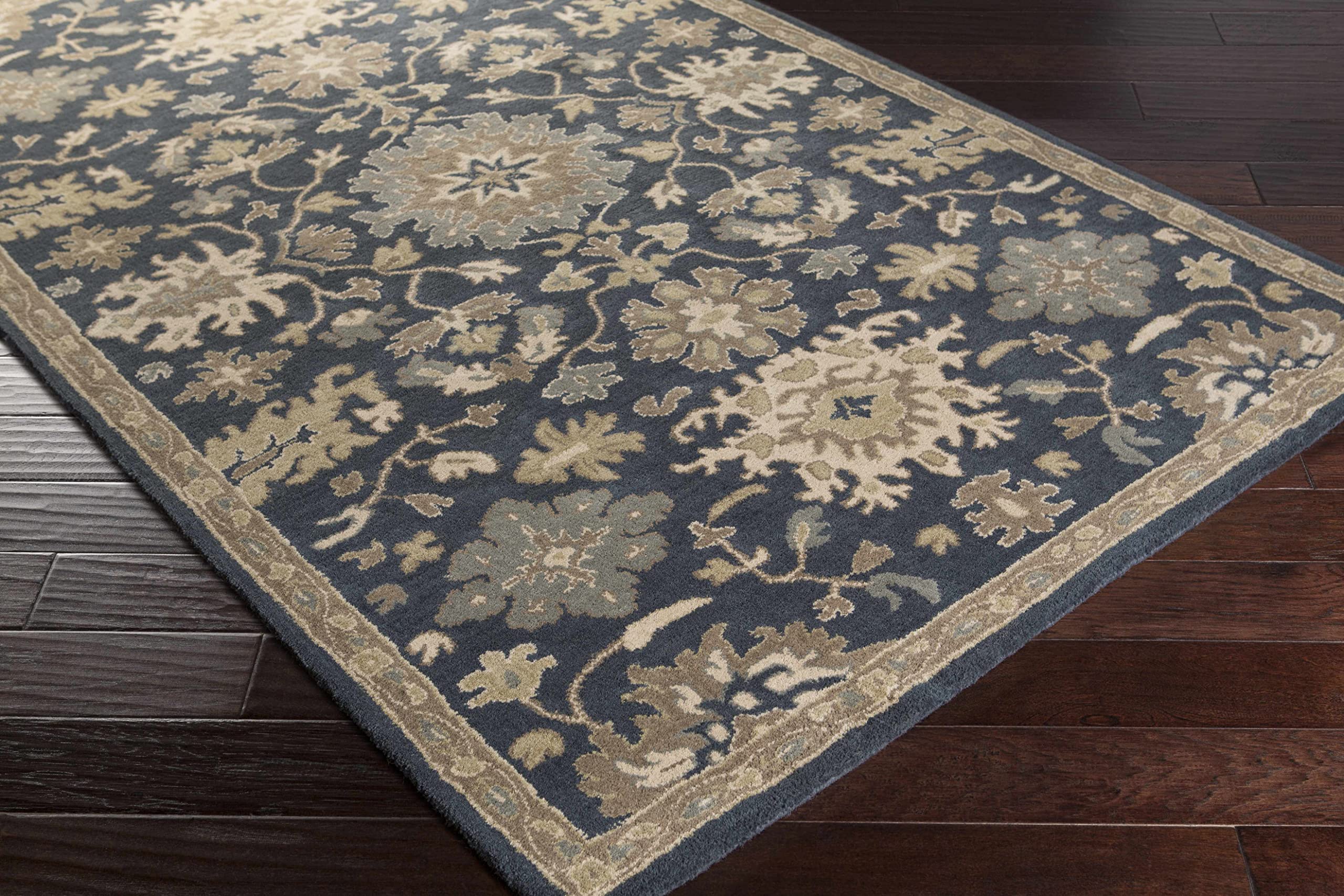 Hauteloom Hazen Wool Area Rug - Traditional Brown, Green, Beige 4' Round - Soft Living Room & Bedroom Rug - Perfect for Cozy Home Decor, Family Gatherings & Relaxing Spaces