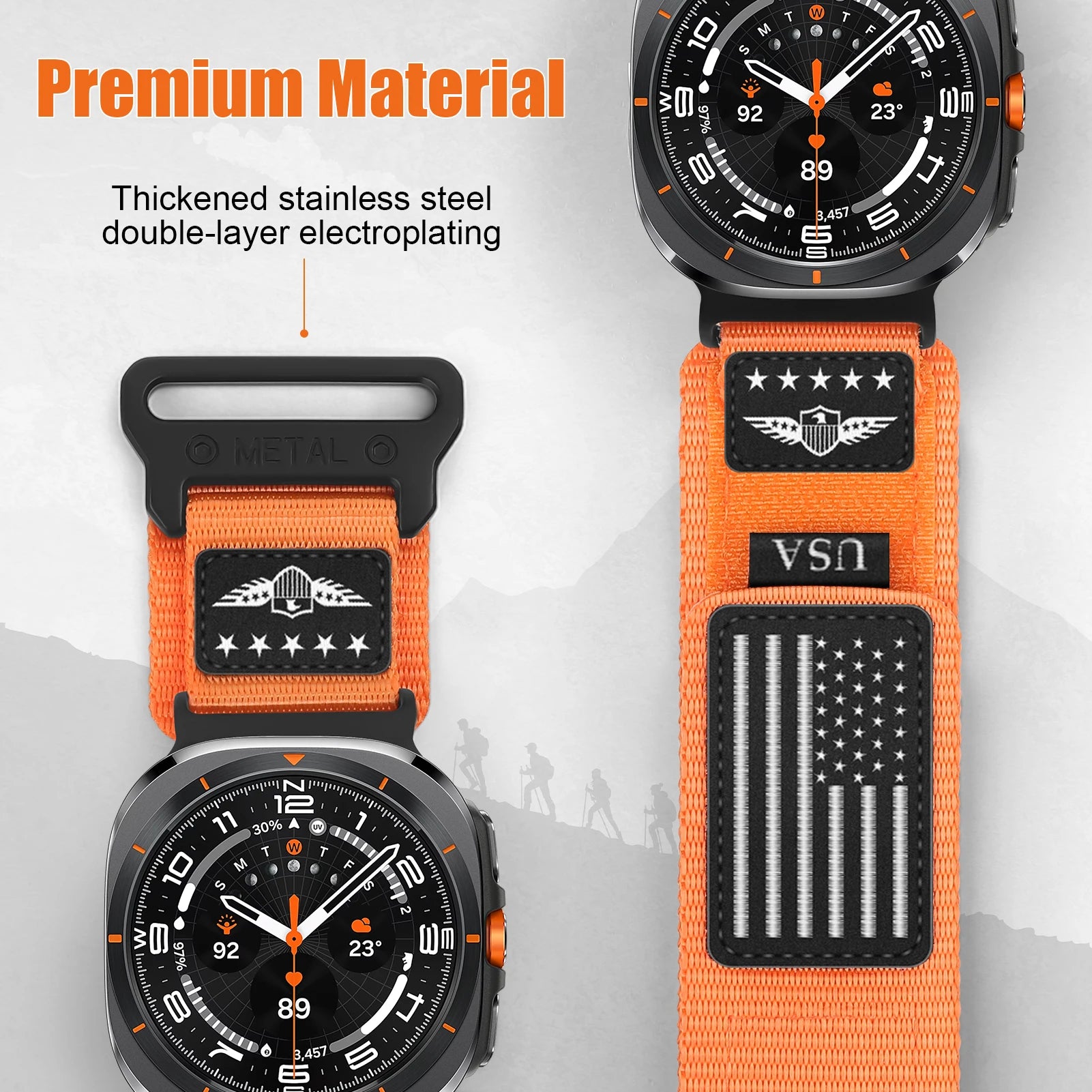 Durable Nylon Military Strap for Samsung Galaxy Watch Ultra - Tactical Watch Band for Outdoor, Hiking, and Adventure Activities