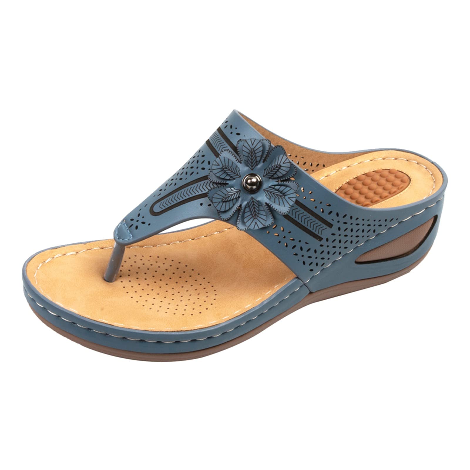 Women's Summer Fashion Slope Heel Slippers - Thick Sole Massage Wedge Sandals for Beach, Outdoor & Casual Wear - Retro Comfortable House Shoes for Women