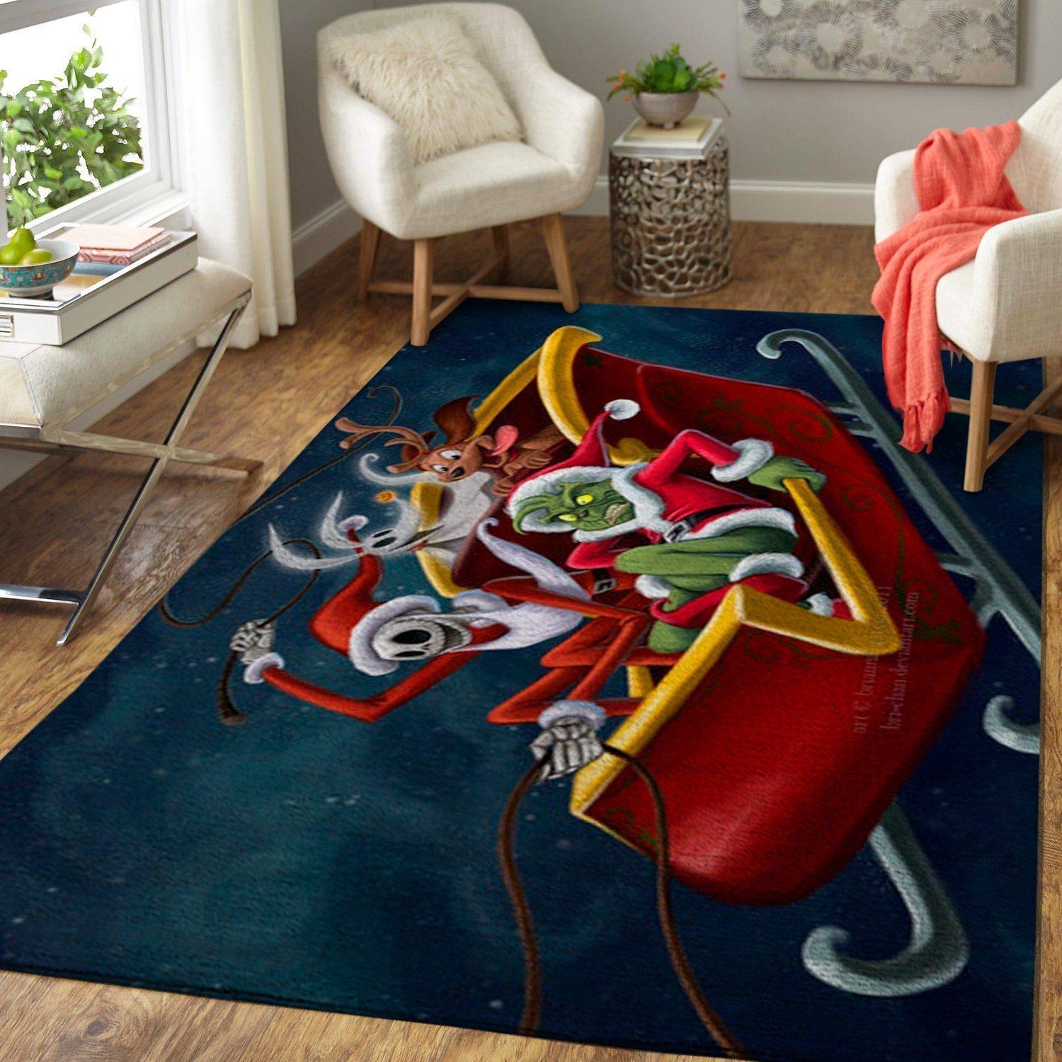 Small Christmas Santa Jack Skellington Area Rug - Perfect for Holiday Decor, Living Room, Bedroom & Festive Home Styling