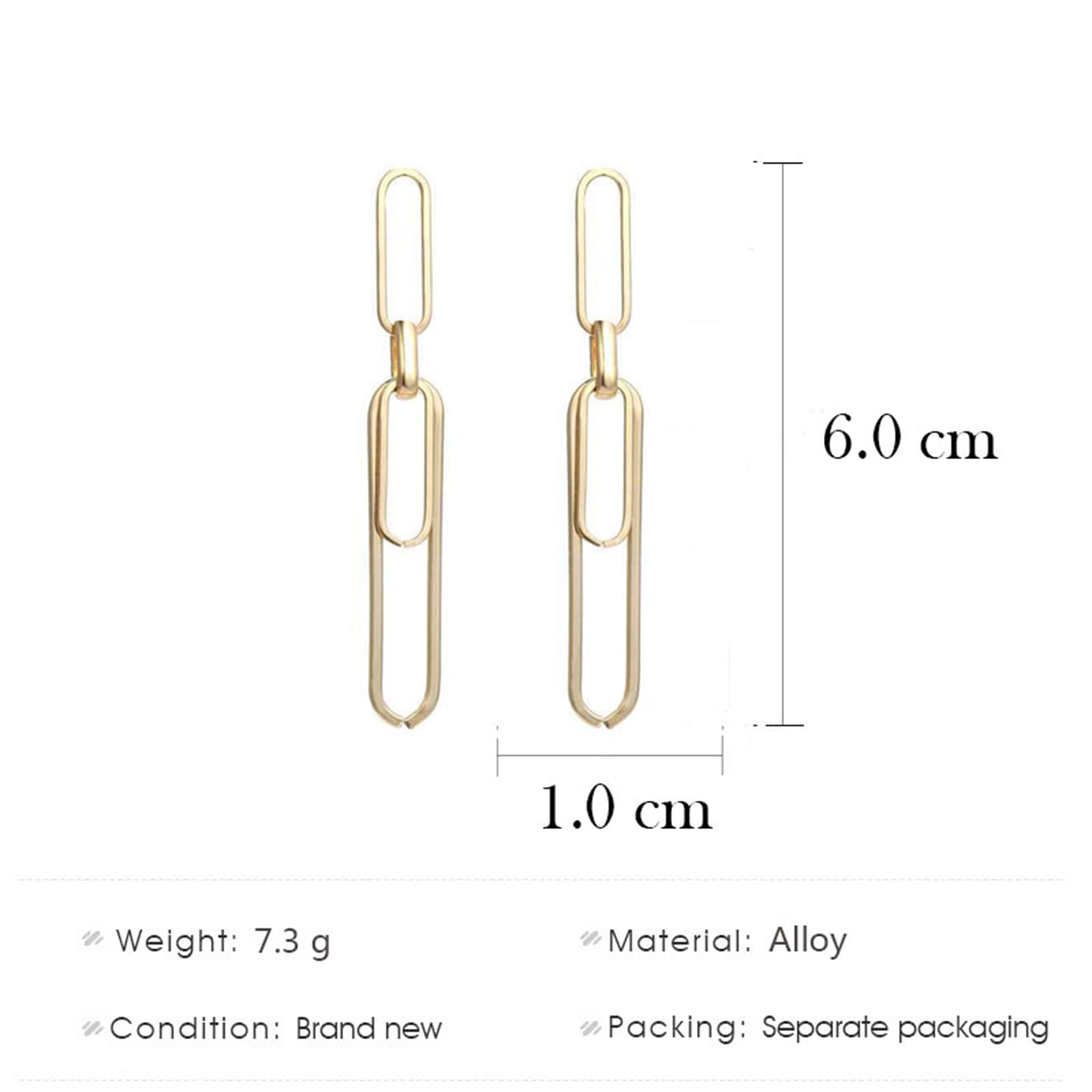 MALOYANVE Punk Paperclip Earrings for Women - Exaggerated Long Geometric Drop Dangle Earrings, Gold & Silver Plated Interlocking Chain Hoop Earrings, Minimalist Retro Style | Perfect for Punk Fashion, Night Out, Concert & Edgy Everyday Wear