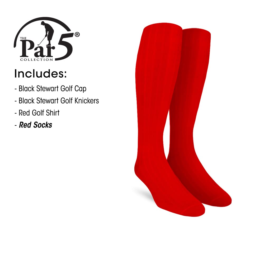 Black Stewart Golf Outfits for Men - Premium Red Tartan Polo Shirt & Shorts Set - Perfect for Golf Tournaments, Country Club Events & Casual Summer Wear