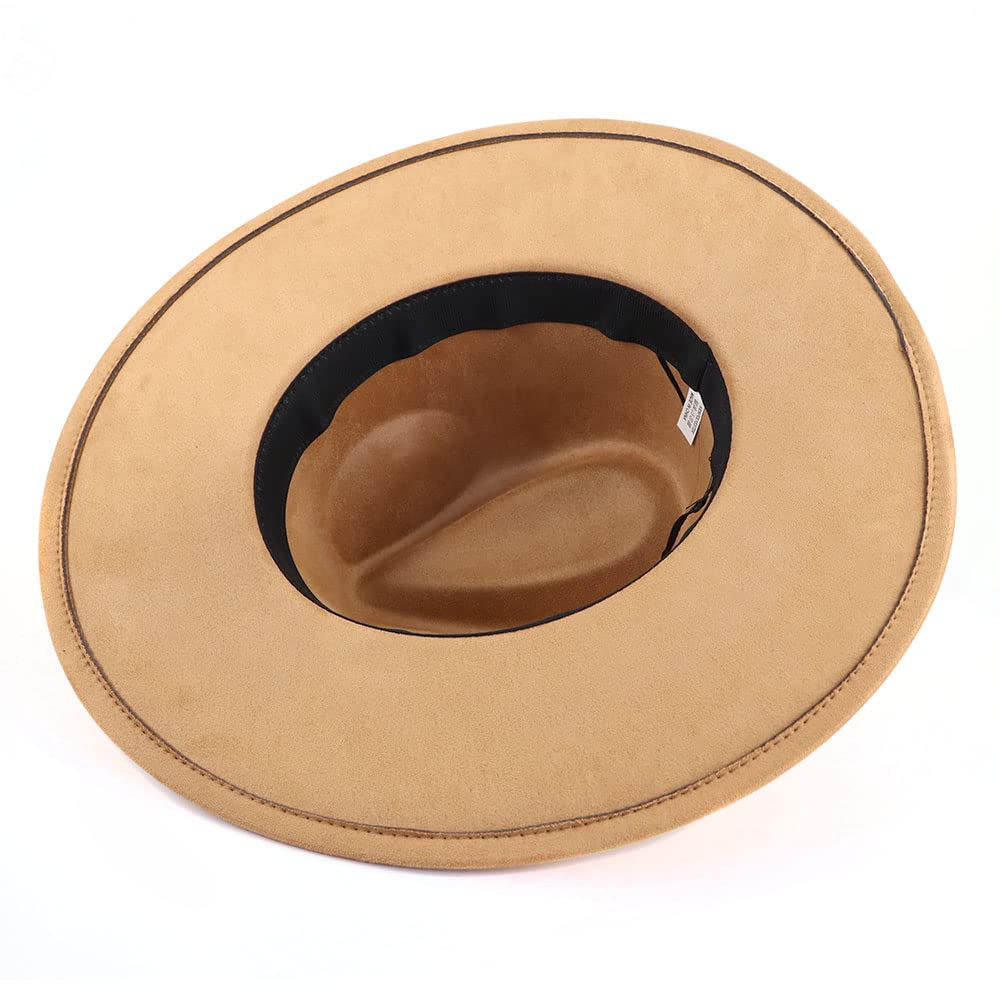 Stylish LIDHAY Wide Brim Fedora Hat for Women & Men - Western Suede Felt Panama Rancher Hat - Perfect for Outdoor Activities, Beach Vacations, and Fashion Events