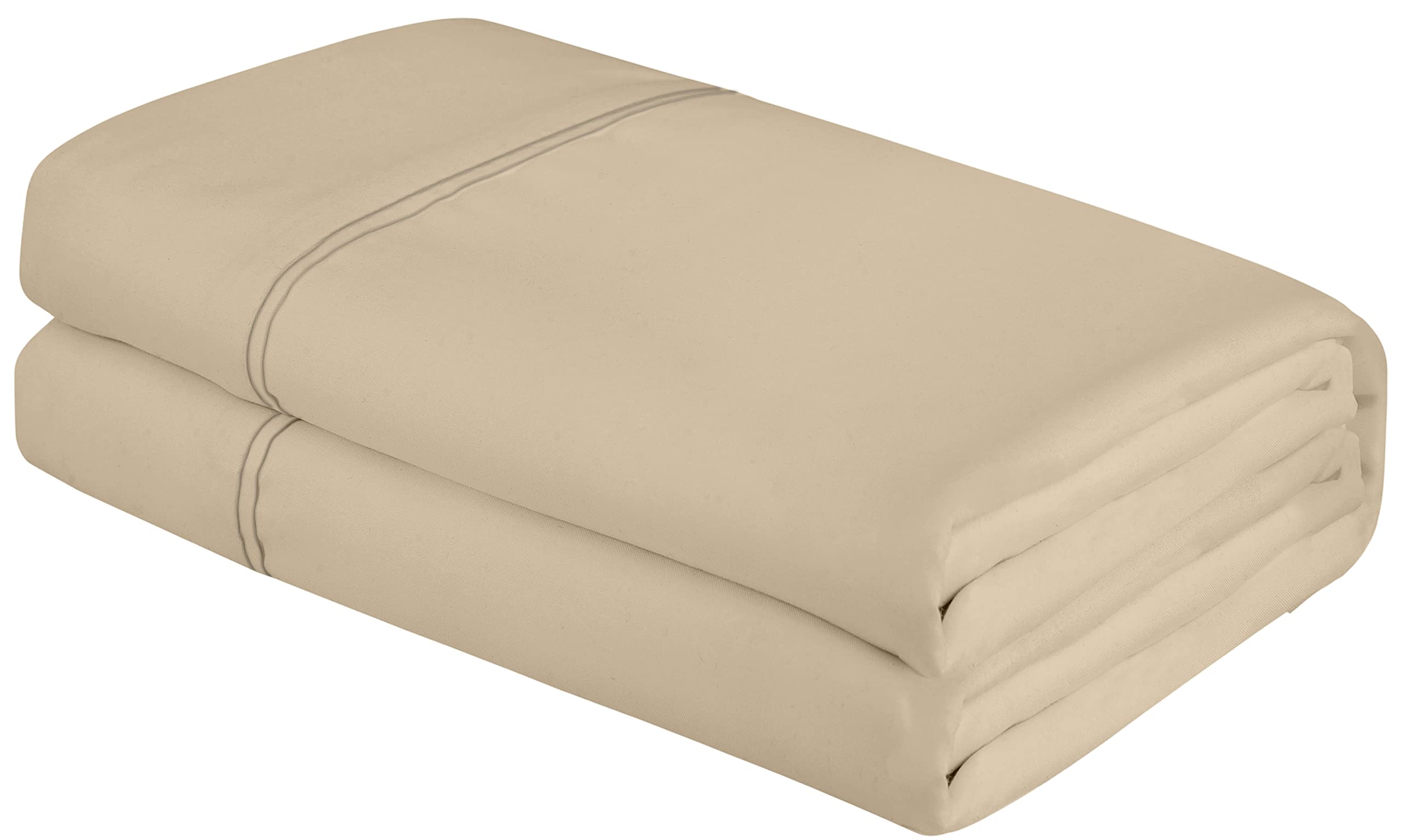 Royale Linens Queen Size Flat Sheet - 1800 Brushed Microfiber Ultra Soft Breathable Wrinkle & Stain Resistant - Hotel Quality Top Sheet for Bed (Queen, Sand) - Perfect for Home, Hotel, and Airbnb Use