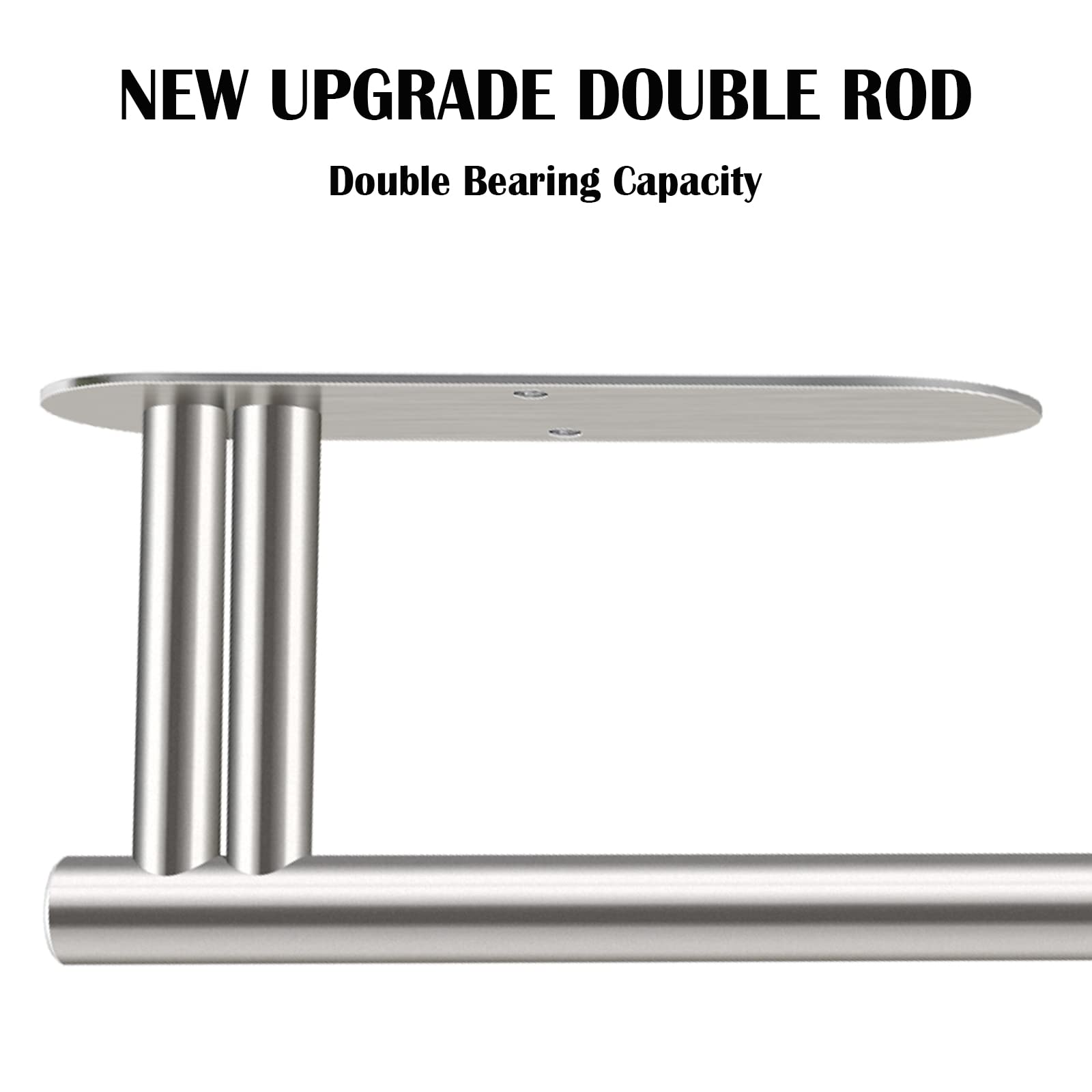 Upgraded Stainless Steel Under Cabinet Paper Towel Holder - Double Rod Bearing Design, Self-Adhesive or Drill Mount for Kitchen - Perfect for Easy Access to Paper Towels While Cooking & Cleaning