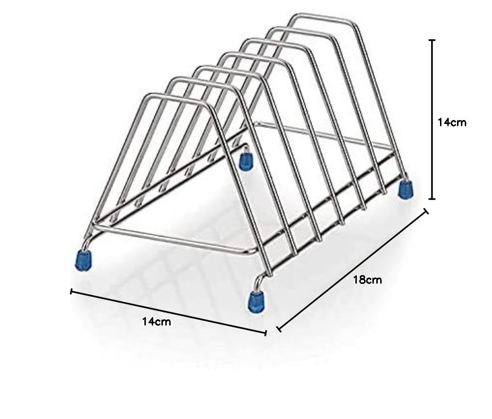 Stainless Steel Thali Rack - 6 Section Dish Drying Rack with Plate Stand & Utensil Holder (18x14x14cm) - Space Saving Kitchen Organizer for Countertop, Dish Drainer & Storage - Perfect for Indian Cooking, Restaurants & Home Kitchens