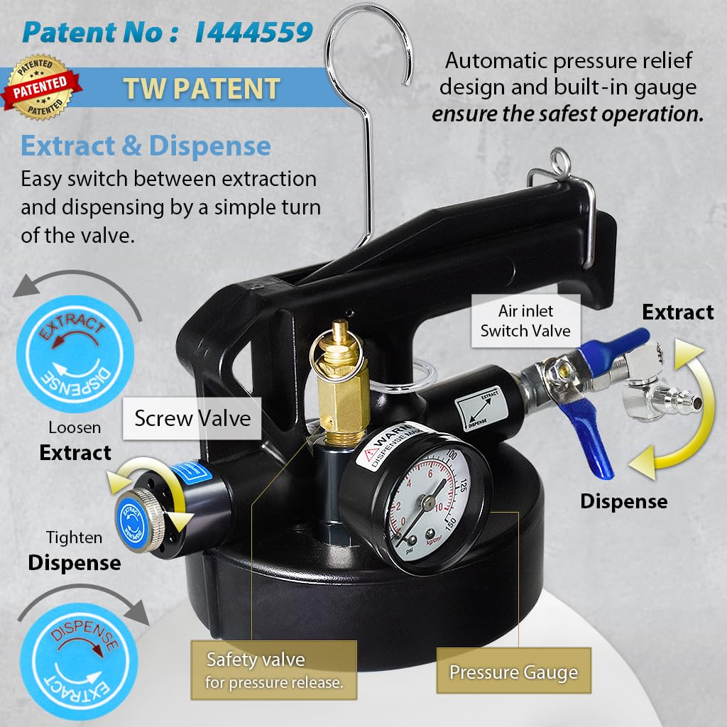 FIRSTINFO Patented 10L 22-Piece ATF Filler Adapter Kit | Pneumatic Transmission Fluid Dispenser Pump with Refilling Funnel | Perfect for Auto Shops & DIY Transmission Maintenance