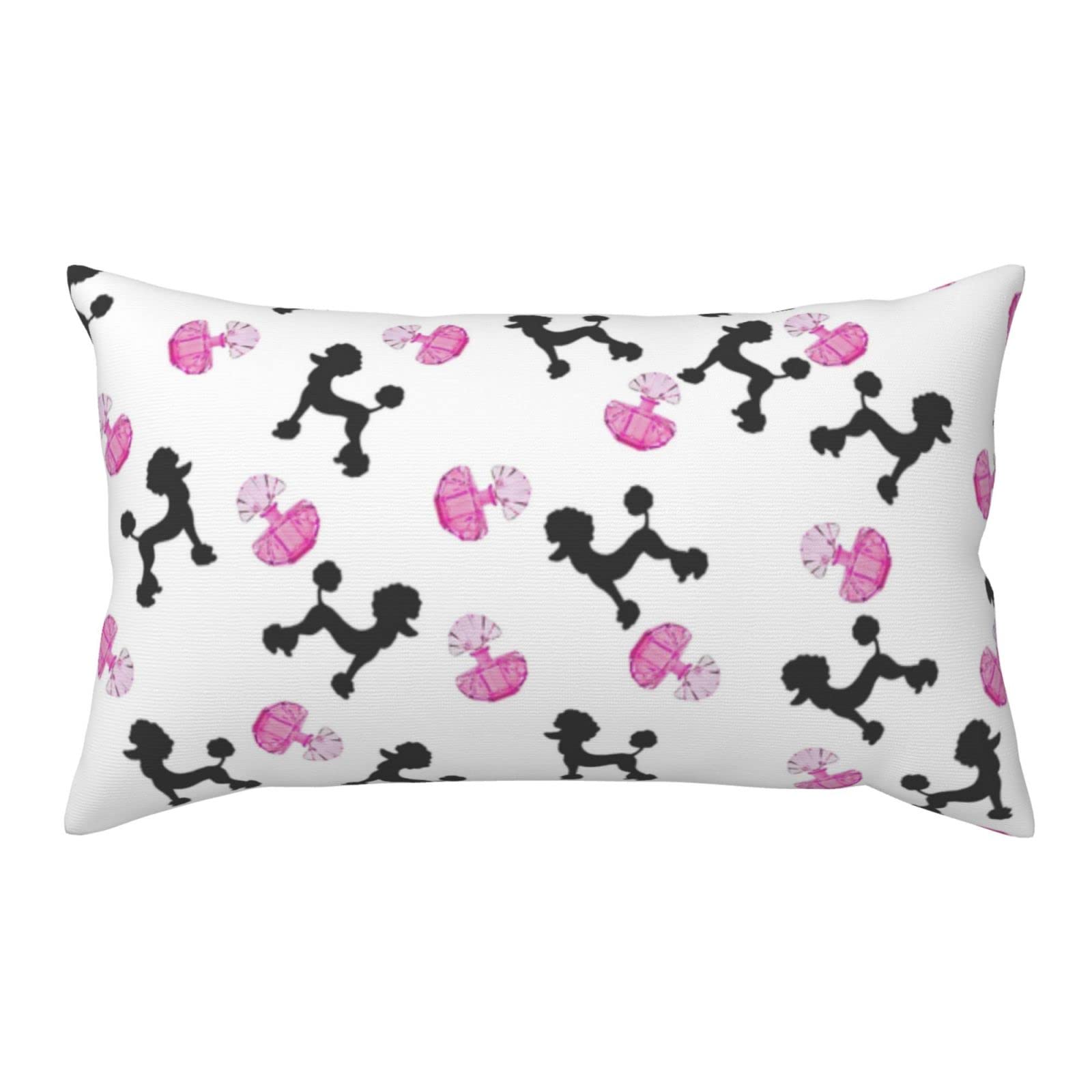 Luxury Envelope Closure Pillowcase Set - Girly Pink Perfume Bottle & Poodle Print - Standard/King Size Rectangle Decorative Pillow Covers for Bedroom Decor, Home Styling, and Gift Giving