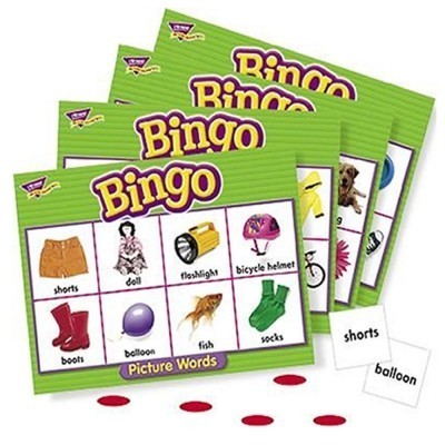 Bingo Game with Picture Words - Fun Educational Learning Activity for Kids & Adults - Perfect for Classrooms, Family Game Nights & ESL Learning