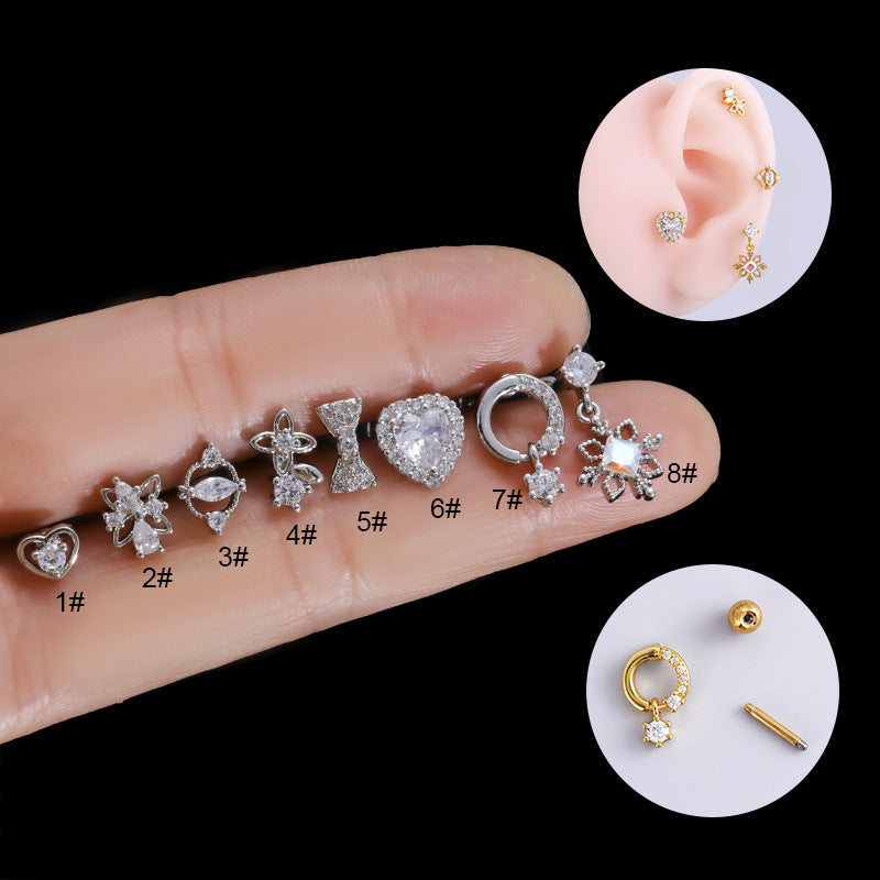 16G Surgical Steel Cartilage Earrings - Bowknot, Heart & Tiny Conch Studs with Ball Back | Hypoallergenic Body Jewelry for Women | Perfect for Daily Wear, Parties & Gifts