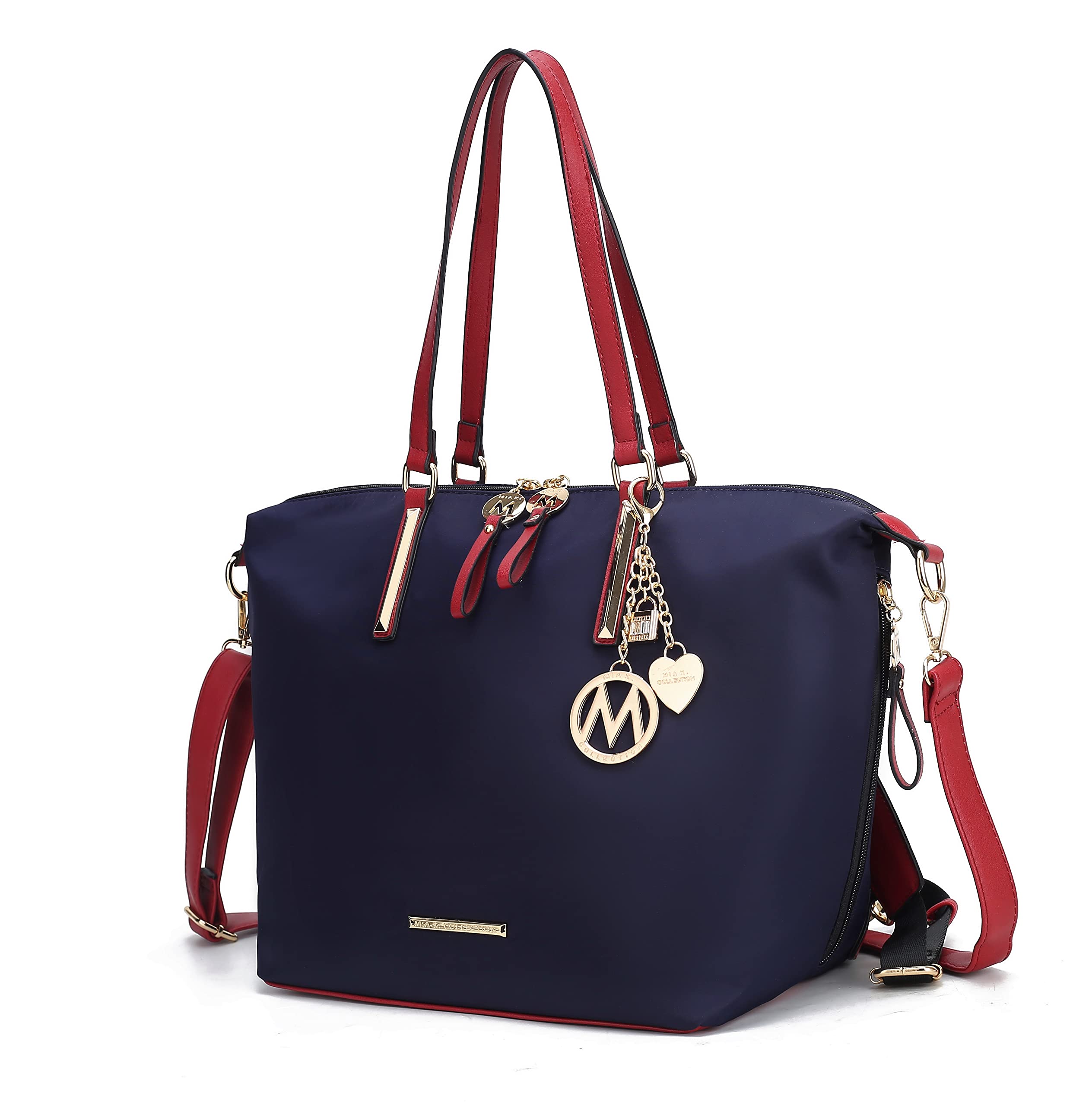 MKF Collection Large Tote Bag for Women - Convertible Nylon Shoulder Bag & Backpack - Stylish Travel Purse for Work, Gym & Weekend Getaways