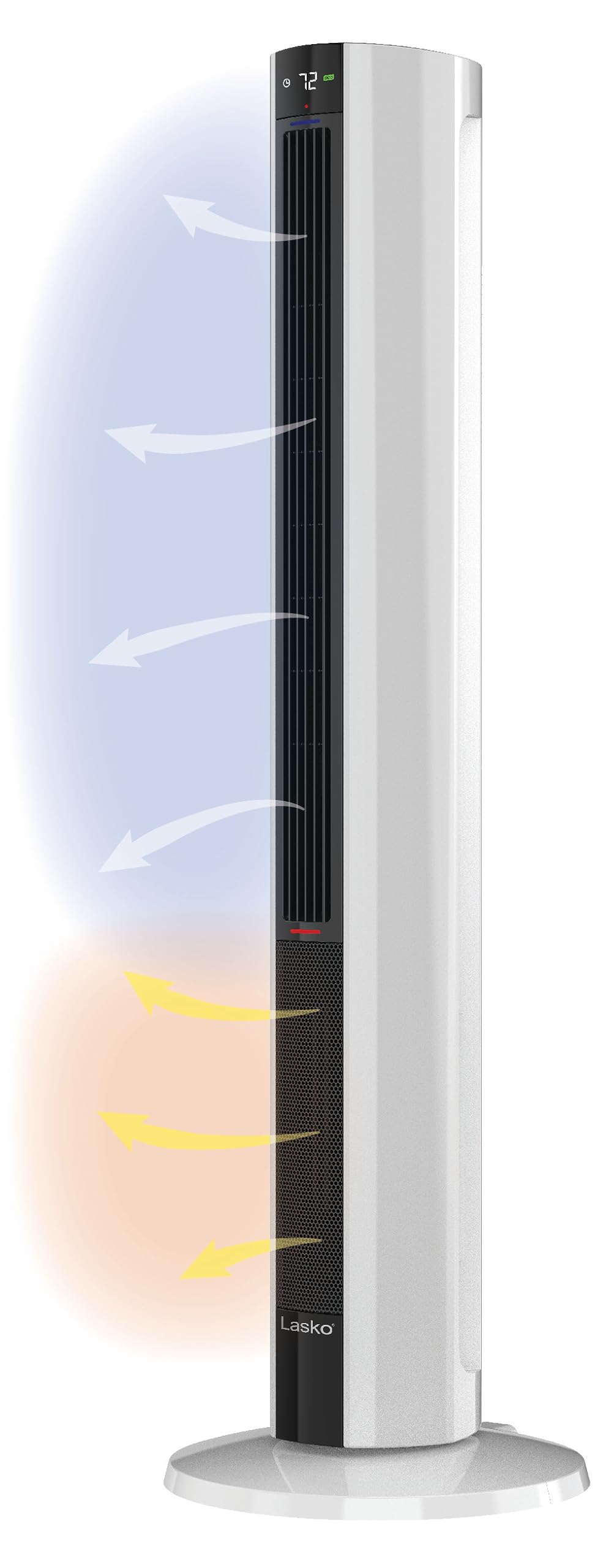 Lasko 1500W 4-Speed Bladeless Tower Fan & Space Heater with Remote - Quiet Operation, 3 Heat Settings, White - Perfect for Bedroom, Office & Home Cooling & Heating