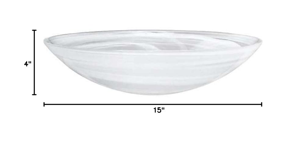 Mariposa Alabaster White Serving Bowl - Handmade in Turkey - Elegant Glass Tableware for Dining & Entertaining - Perfect for Salads, Desserts & Party Dishes