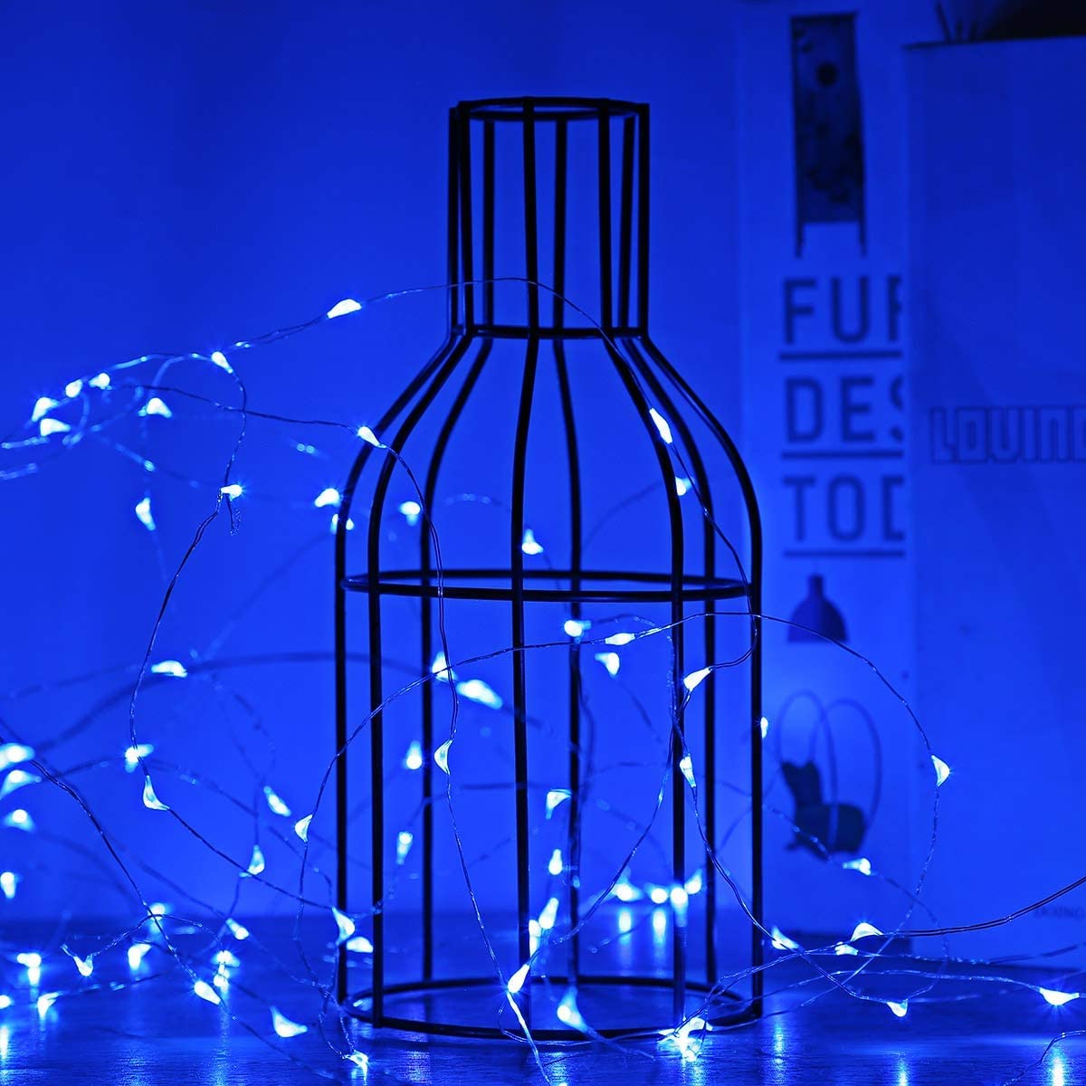 Sanniu 16ft Battery Operated LED Fairy Lights - Mini Copper Wire Starry String Lights for Christmas Decorations, Wedding Party, Bedroom, Patio & Indoor Home Decor (Blue) - Perfect for Holiday Lighting, Romantic Ambiance & Outdoor Entertaining