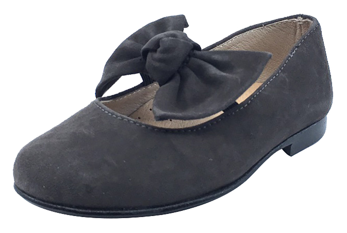 Hoo Shoes Chelia Bow Mary Jane Flats for Women - Grey Suede Comfortable Casual Shoes | Perfect for Work, Office & Everyday Wear