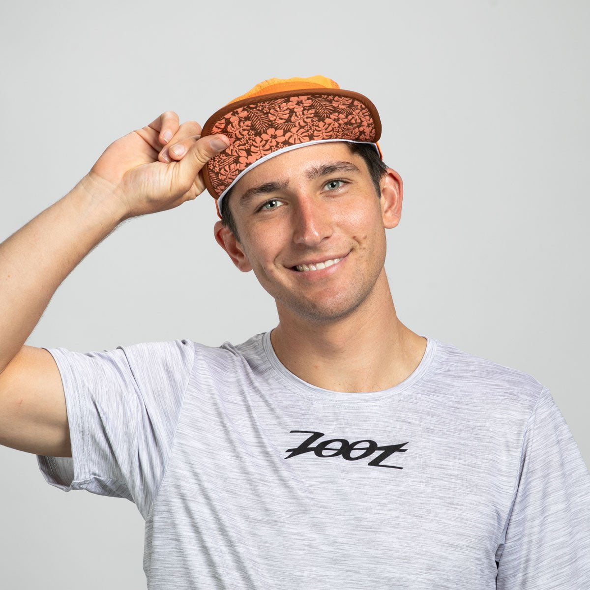 Unisex Tech 5 Panel Hat - Orange Aloha Print Adjustable Baseball Cap for Men & Women - Perfect for Outdoor Activities, Beach, Hiking & Casual Wear