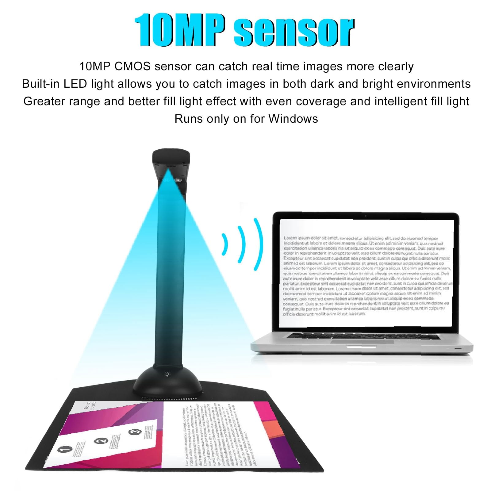 Foldable A3 A4 Document Camera & Book Scanner - HD Video Recording for Teaching, Online Classes, Office Work & Manuscript Scanning | Portable Scanner for Teachers, Students & Professionals