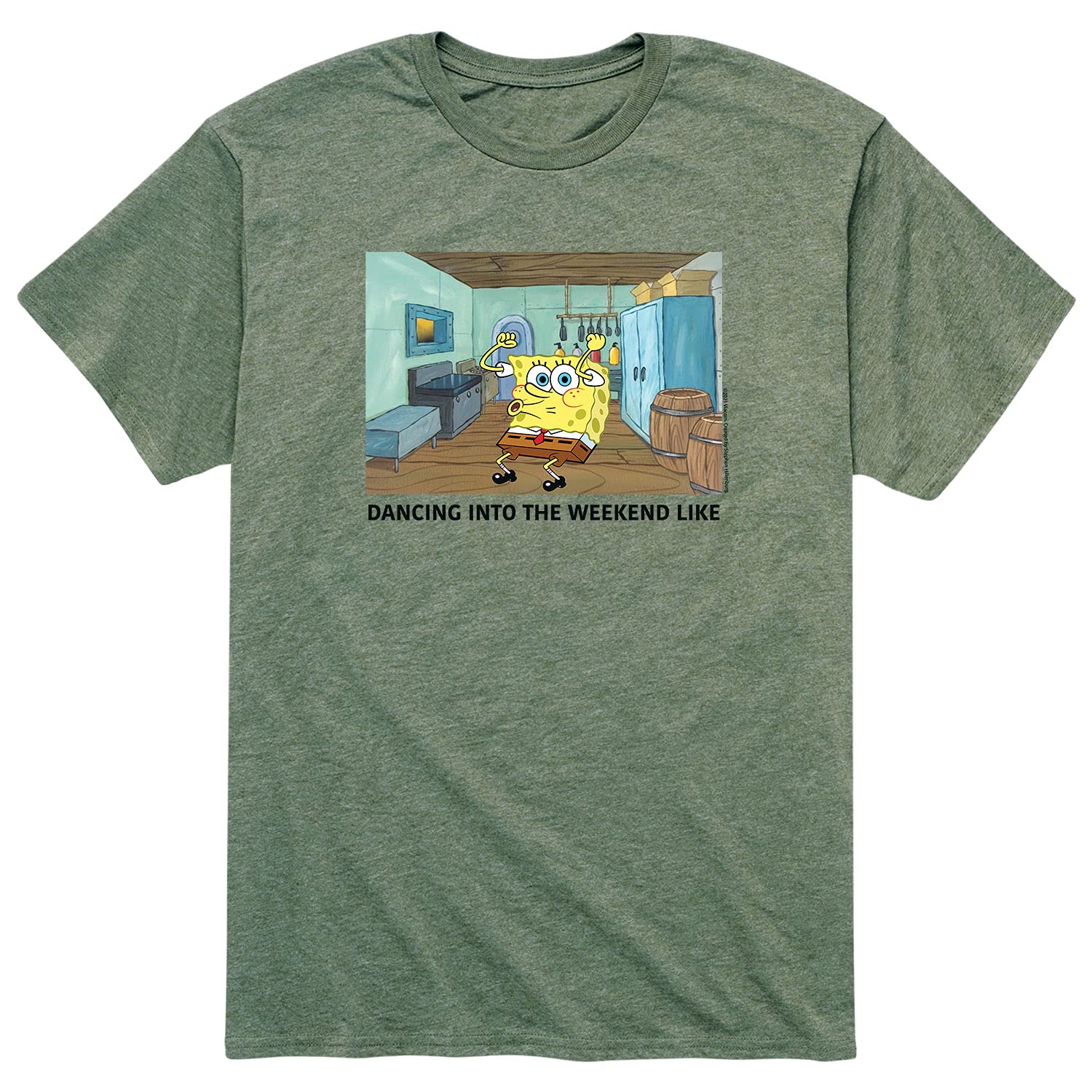 HYBRID APPAREL Spongebob Squarepants Walking Weekend Men's Graphic T-Shirt - Soft Cotton Short Sleeve Tee for Casual Wear & Cartoon Lovers