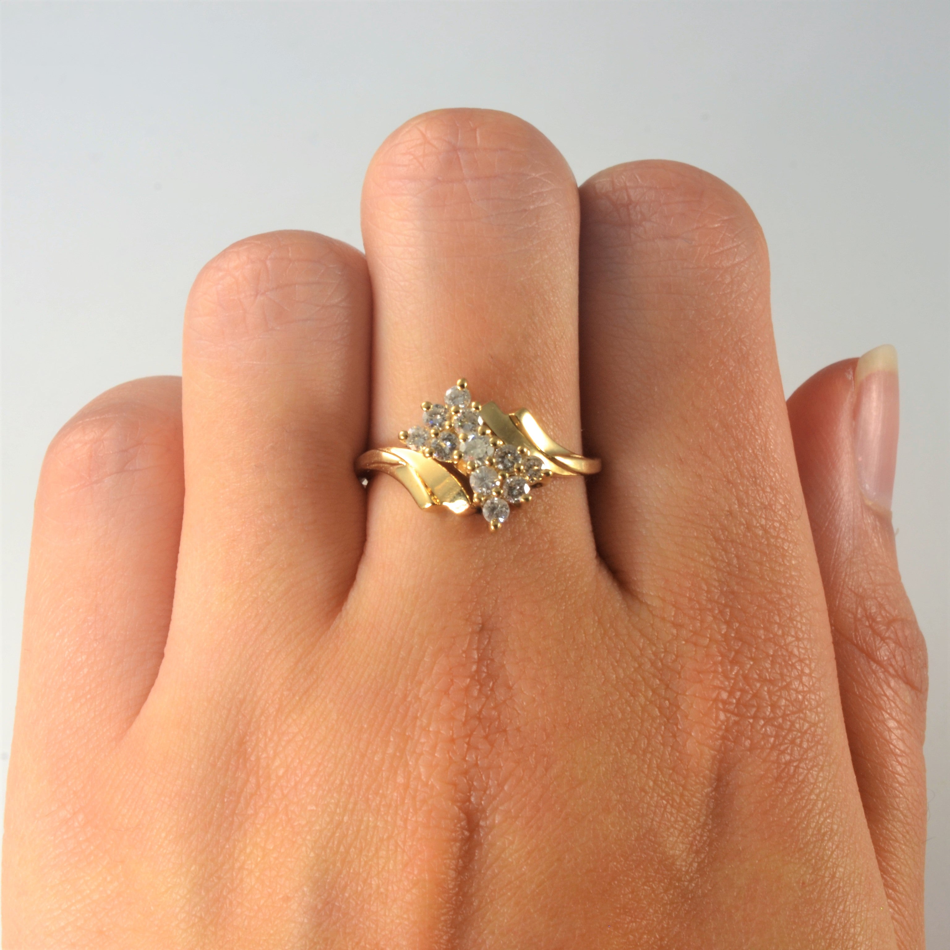 0.50ctw Bypass Cluster Diamond Ring for Women - Size 7.5 | Elegant Wedding Band, Anniversary Gift & Engagement Jewelry for Her | Perfect for Special Occasions & Everyday Luxury