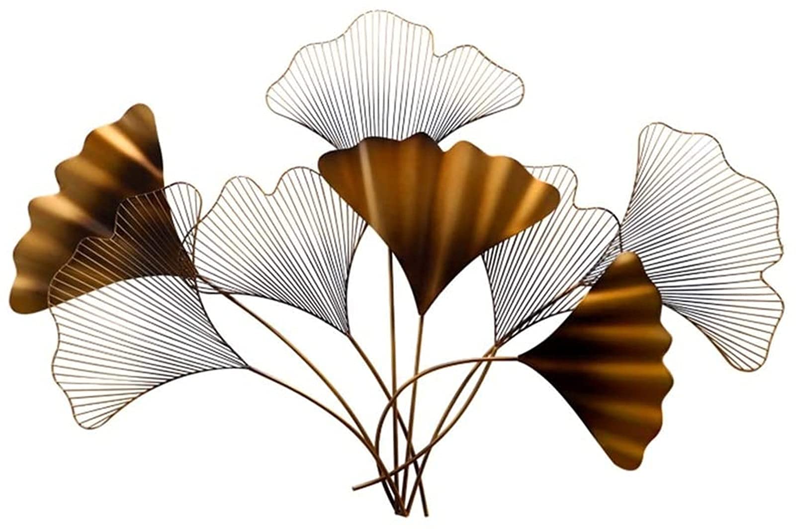 XBSXP Large Metal Wall Art - Handcrafted Gold Openwork Wrought Iron Ginkgo Leaf Sculpture | Elegant Indoor & Outdoor Wall Decor for Living Room, Bedroom, Garden & Patio