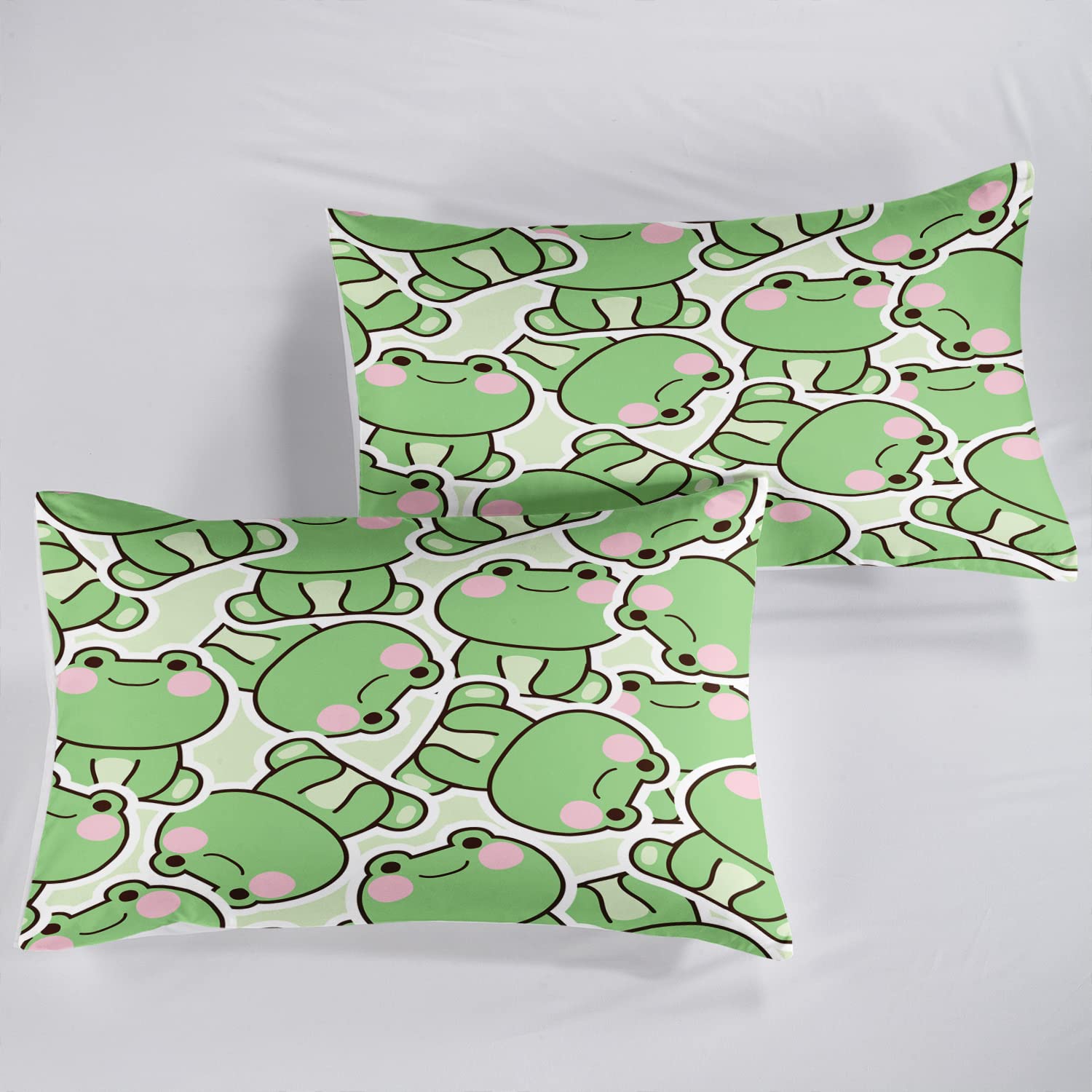 Frog Duvet Cover Set Queen Size - Cartoon Bedding for Kids & Teens - 3 Piece Set for Cozy Bedrooms