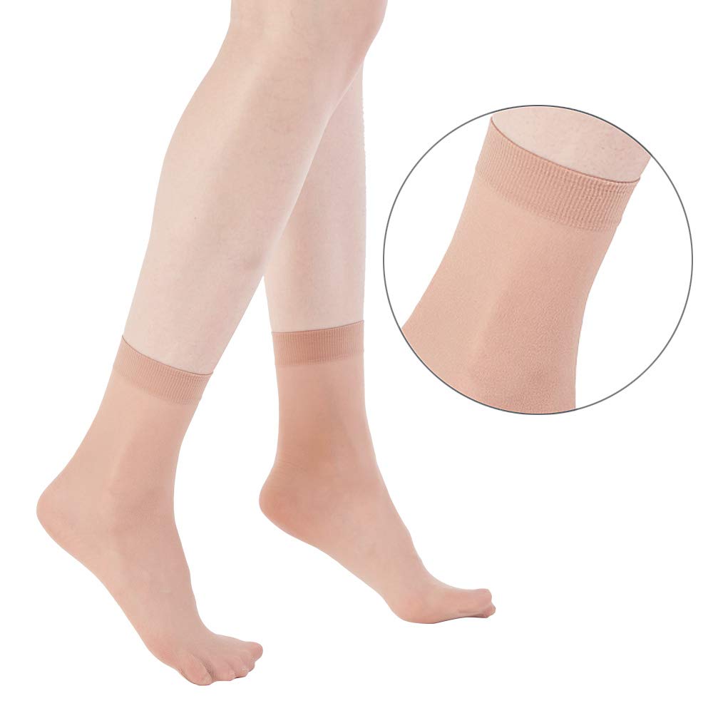MANZI 12 Pairs Women's Ankle High Sheer Socks - Comfortable & Breathable Nylon Socks for Everyday Wear, Office, Dress Shoes, and Casual Outfits